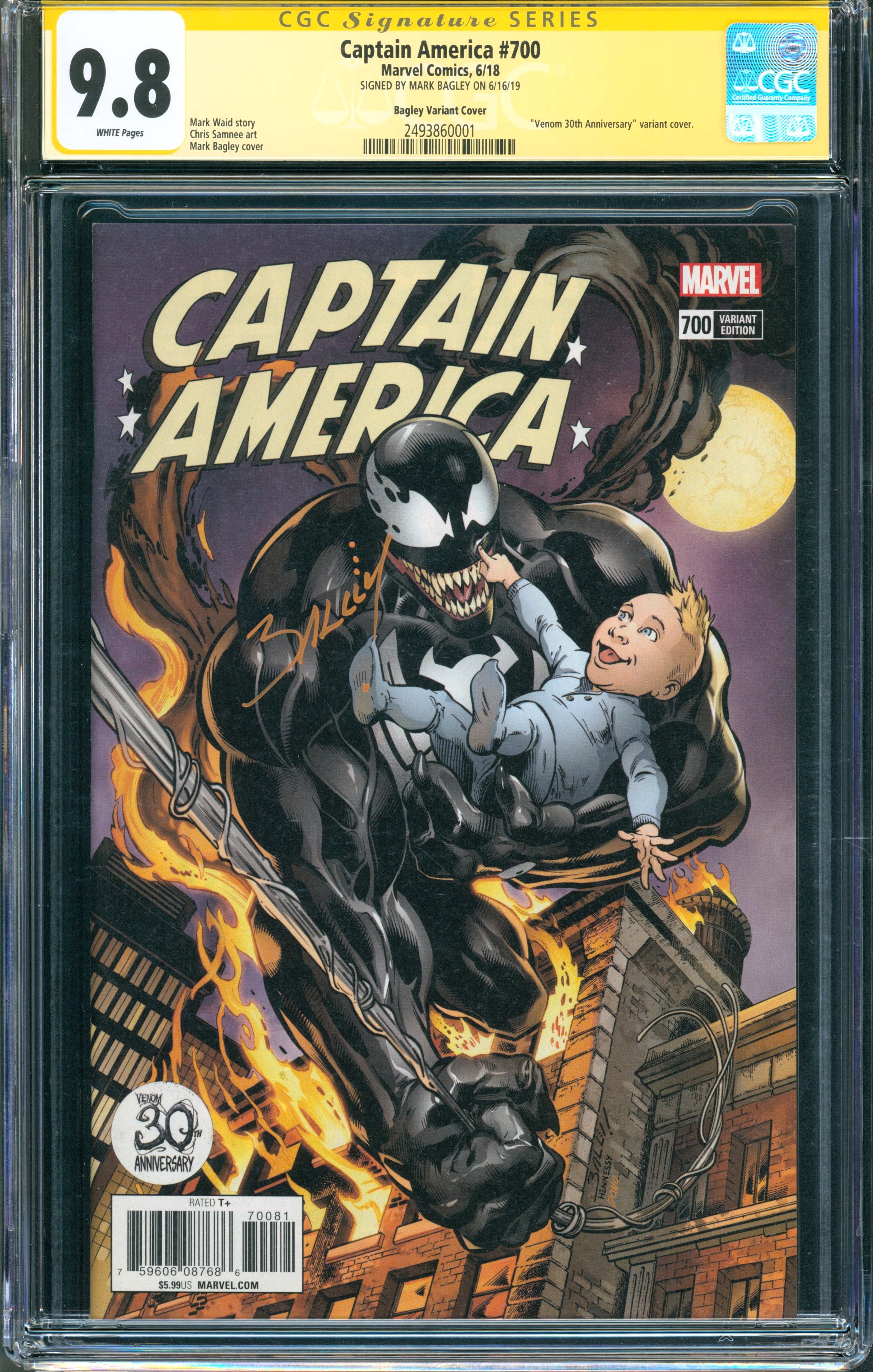 Captain America #700 (Marvel, 2018) CGC 9.8 Signature Series (Mark Bagley)