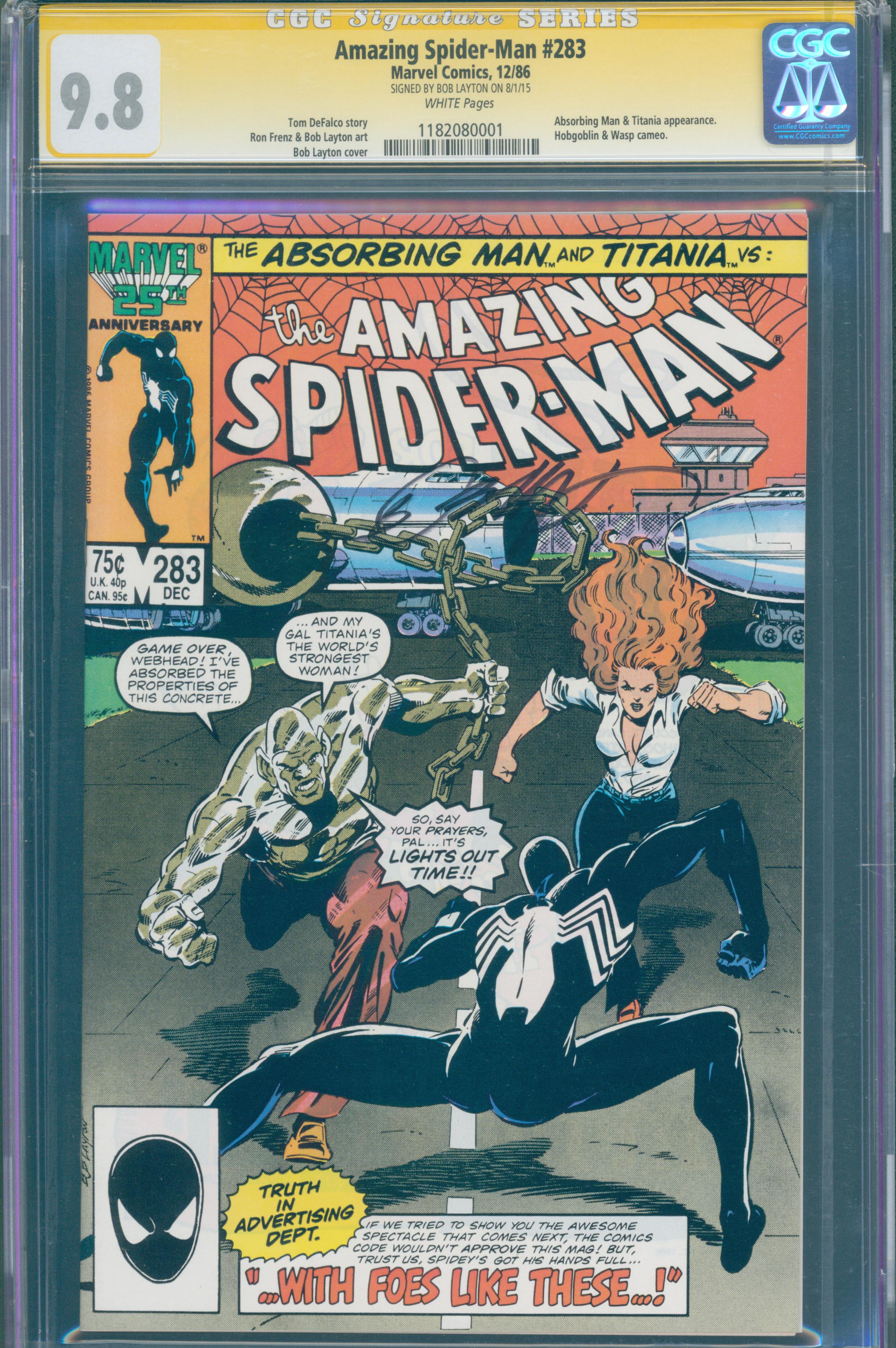 Amazing Spider-Man #283 (Marvel, 1986) CGC 9.8 Signature Series (Bob Layton)