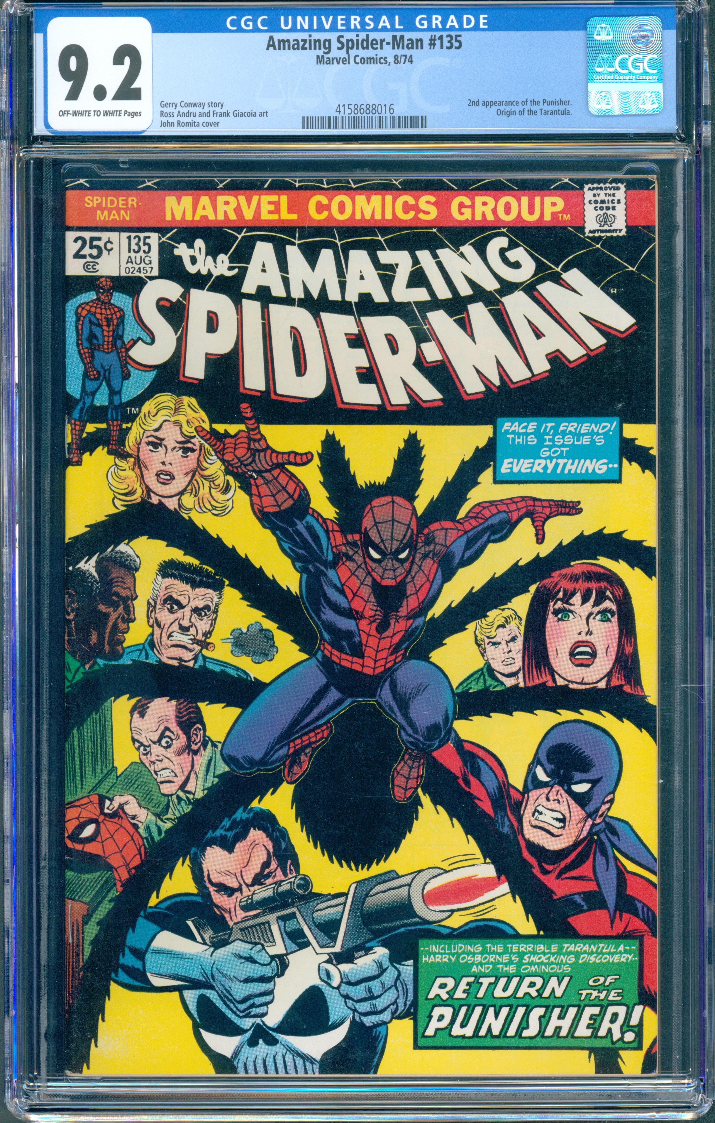 Amazing Spider-Man #135 (Marvel 1974) CGC 9.2 2nd Punisher Key Bronze Age