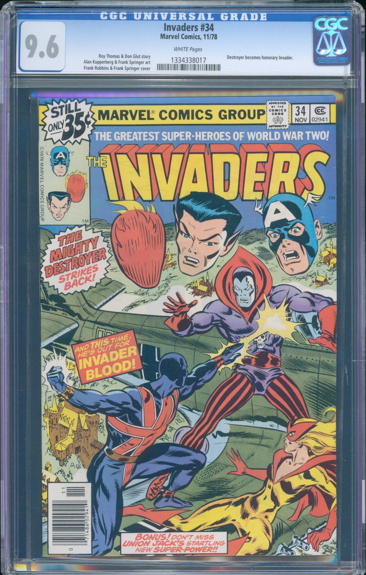 Invaders #34 (Marvel, 1978) CGC 9.6