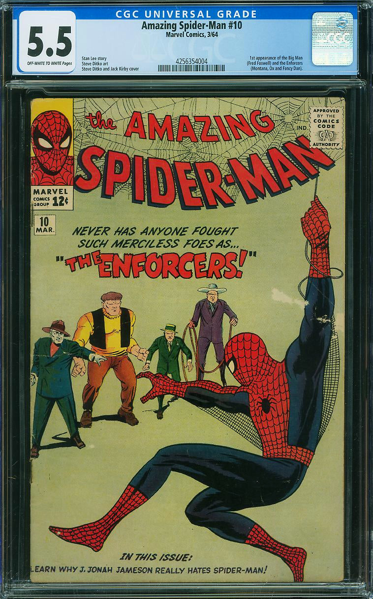 Amazing Spider-Man #10 (1964) CGC 5.5 OW/W | 1st Big Man & Enforcers