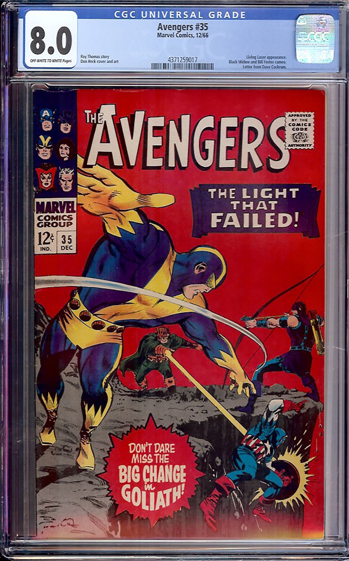 Avengers #35 (Marvel Comics, Dec 1966) CGC 8.0