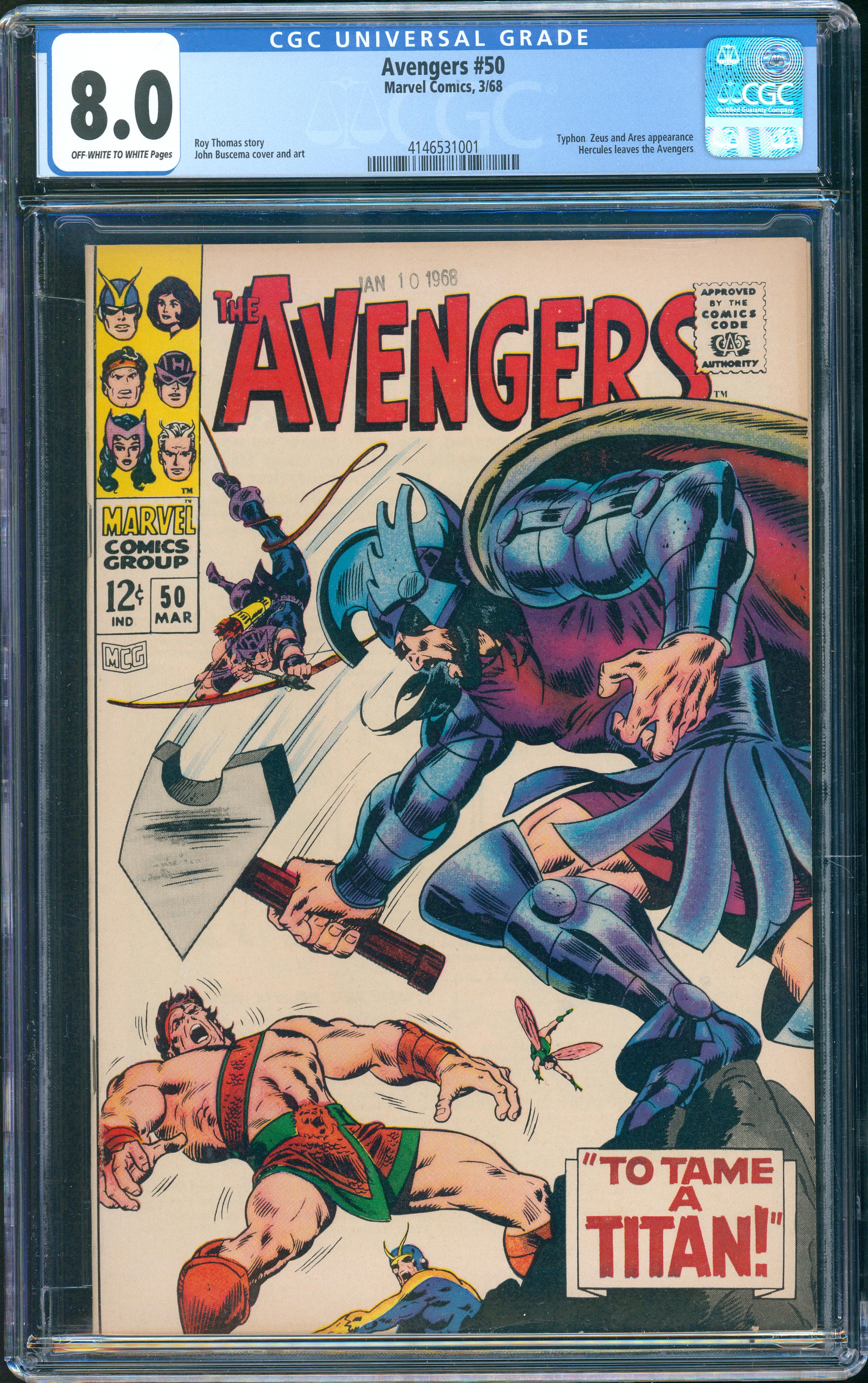 Avengers #50 (March 1968, Marvel) CGC 8.0