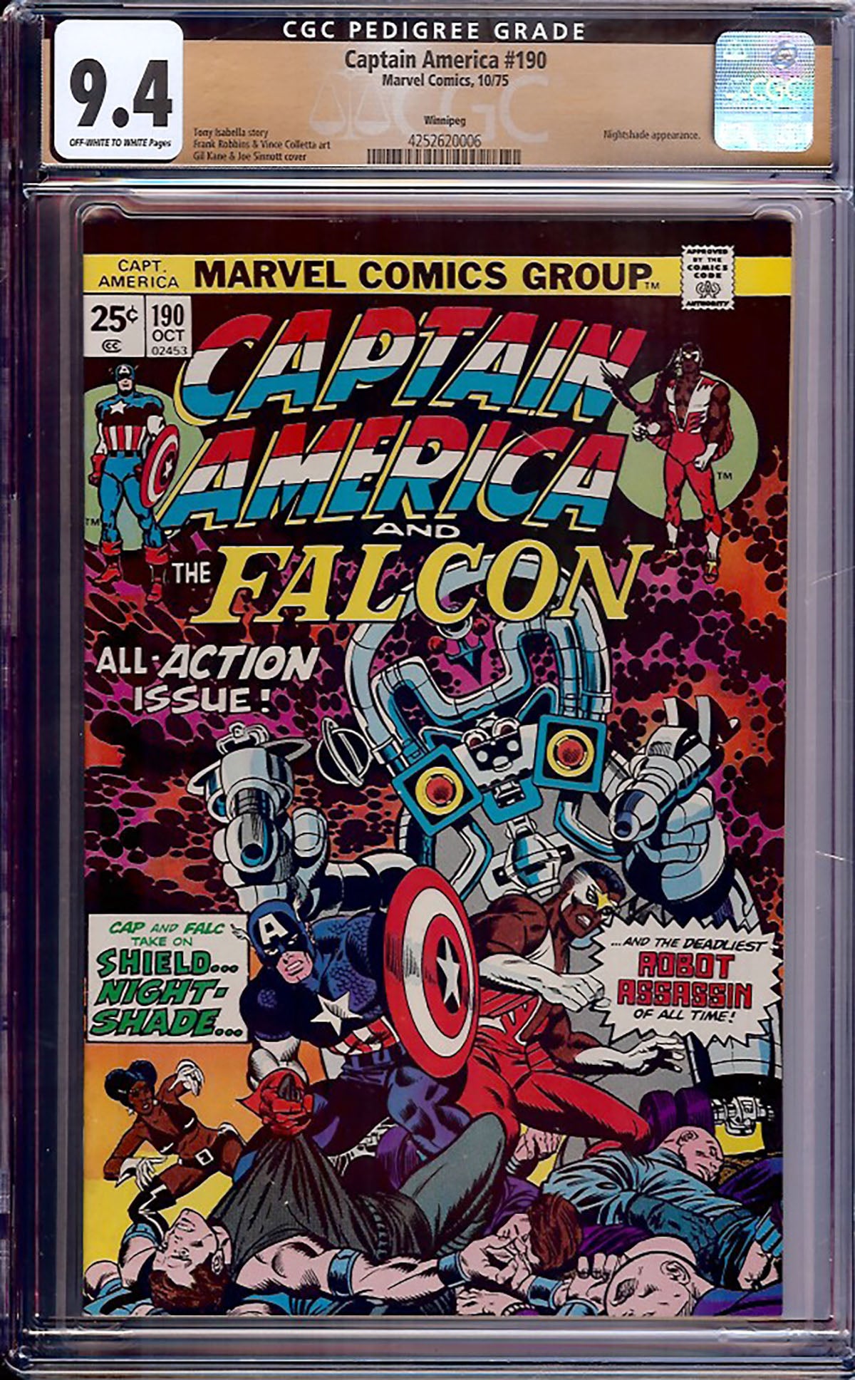 Captain America #190 (Marvel, 1975) CGC 9.4 Winnipeg Pedigree