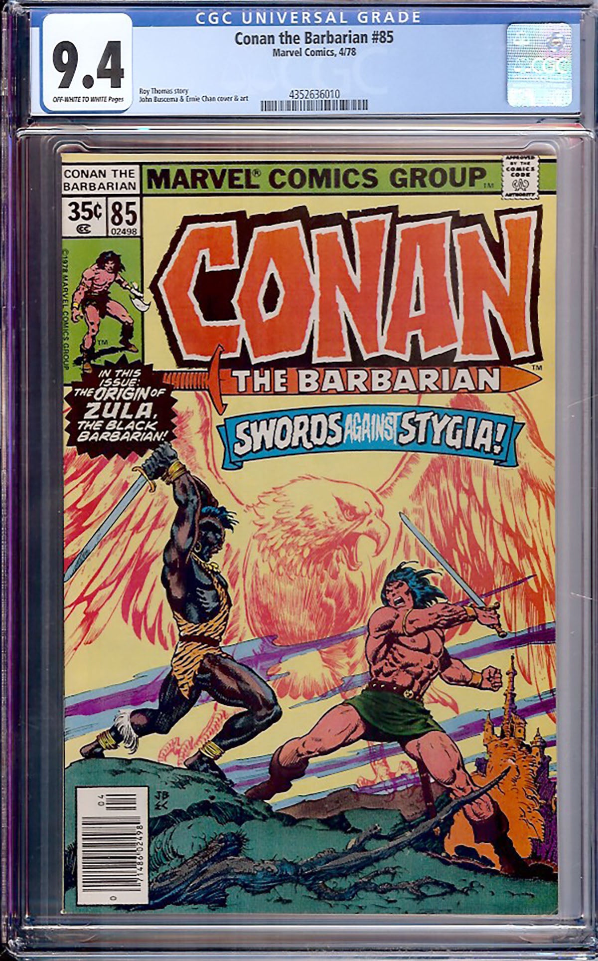 Conan the Barbarian #85 (1978, Marvel Comics) CGC 9.4