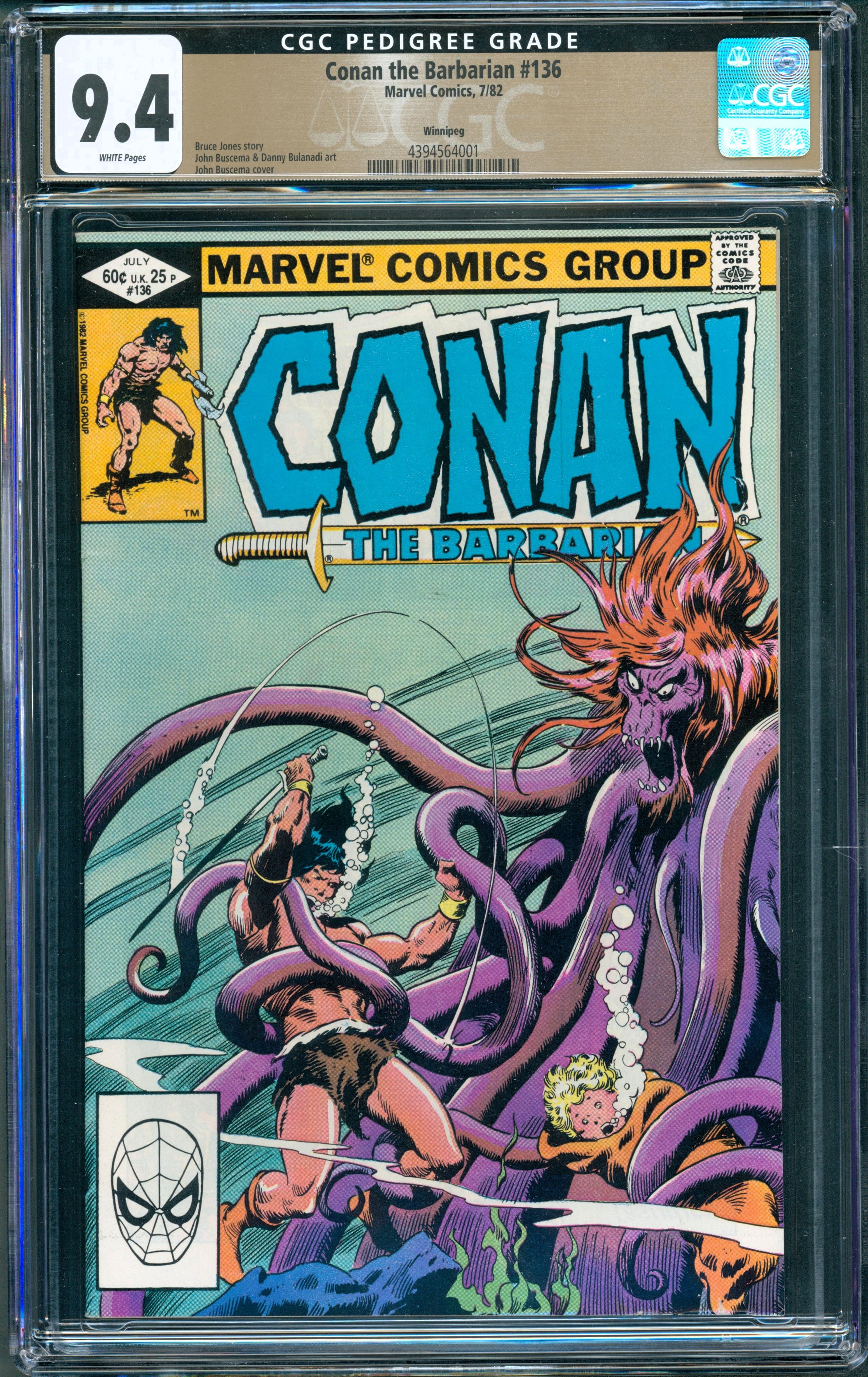 Conan the Barbarian #136 (Marvel, 1982) CGC 9.4 Winnipeg Pedigree