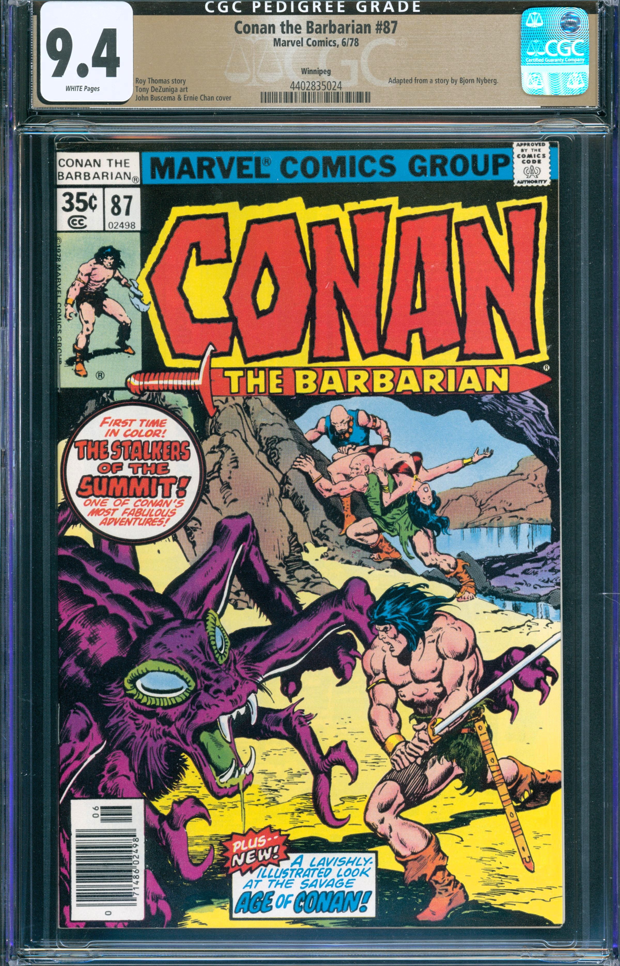 Conan the Barbarian #87 (1978 Marvel) CGC 9.4 Winnipeg – Stalkers in Color