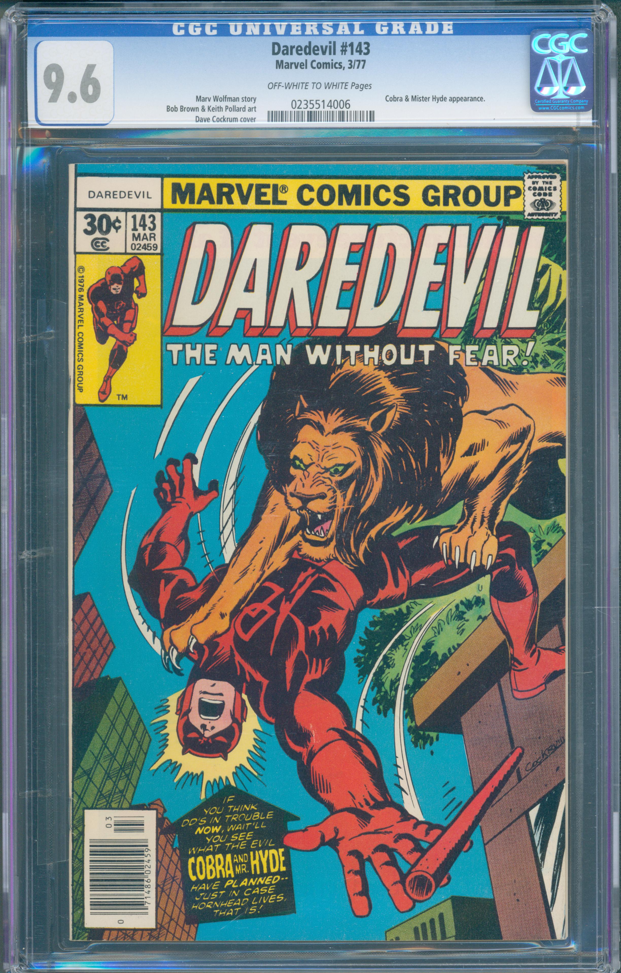 Daredevil #143 (Marvel, 1977) CGC 9.6