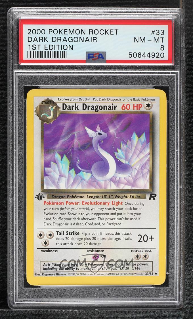 Dark Dragonair #33/82 – 1st Edition – Team Rocket – PSA 8 NM-MT