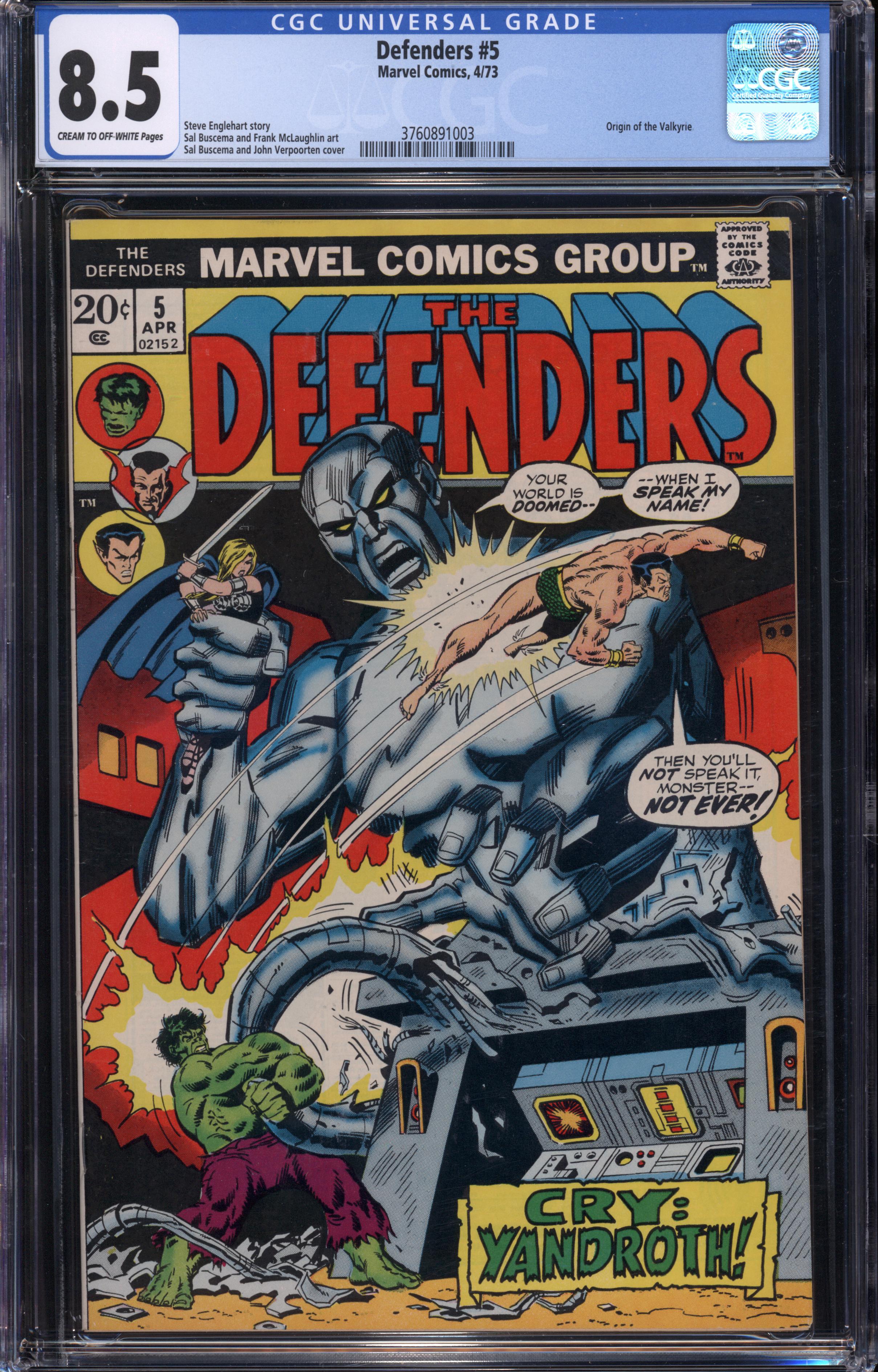 Defenders #5 (Apr 1973, Marvel) CGC 8.5
