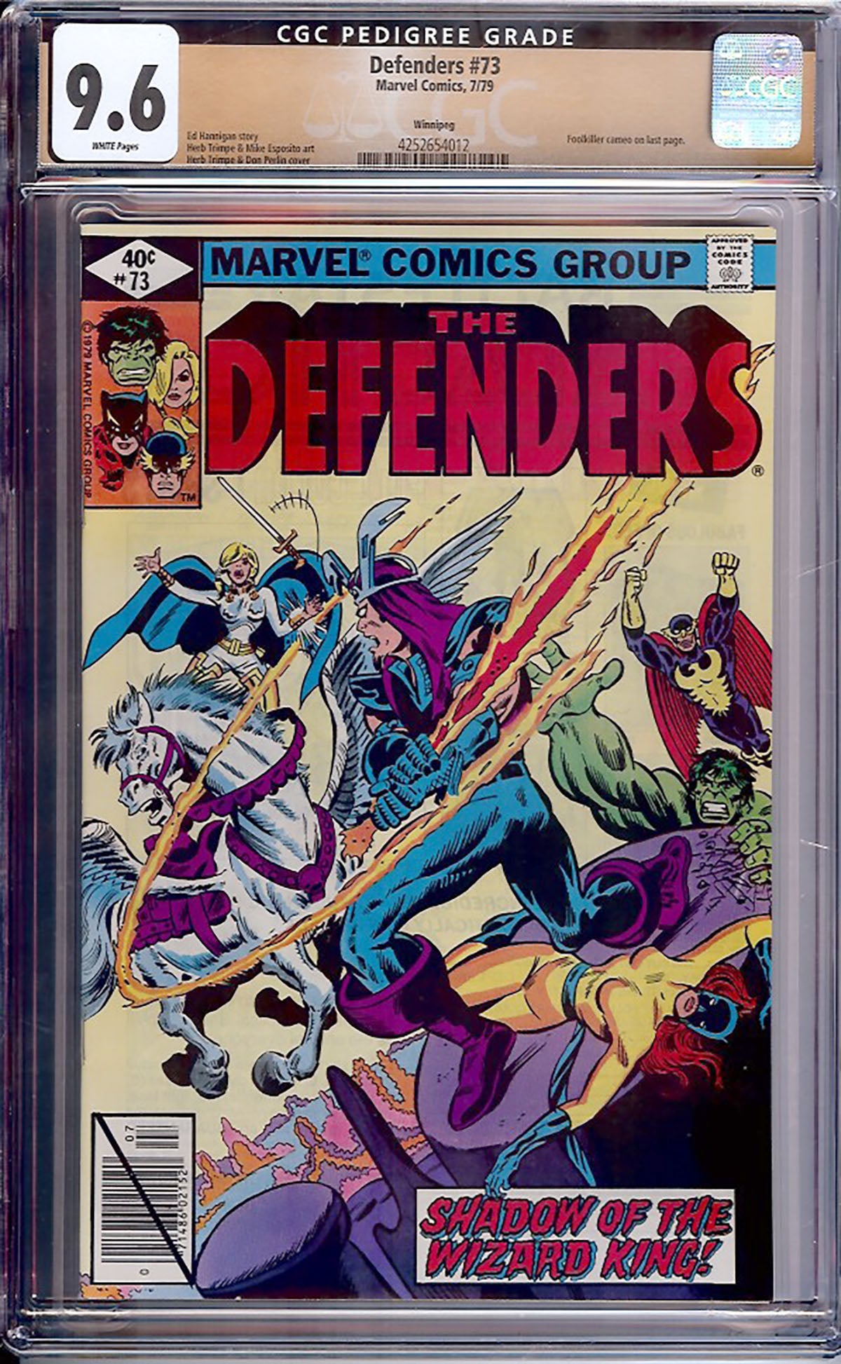 Defenders #73 (July 1979, Marvel) CGC 9.6 – Winnipeg Pedigree
