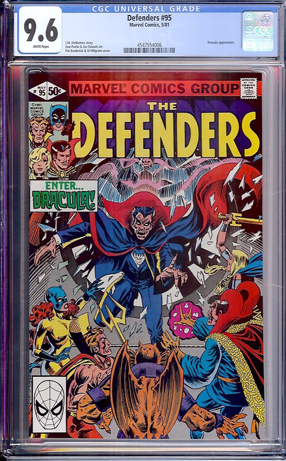 Defenders #95 (Marvel, 1981) CGC 9.6 White Pages Dracula Cover