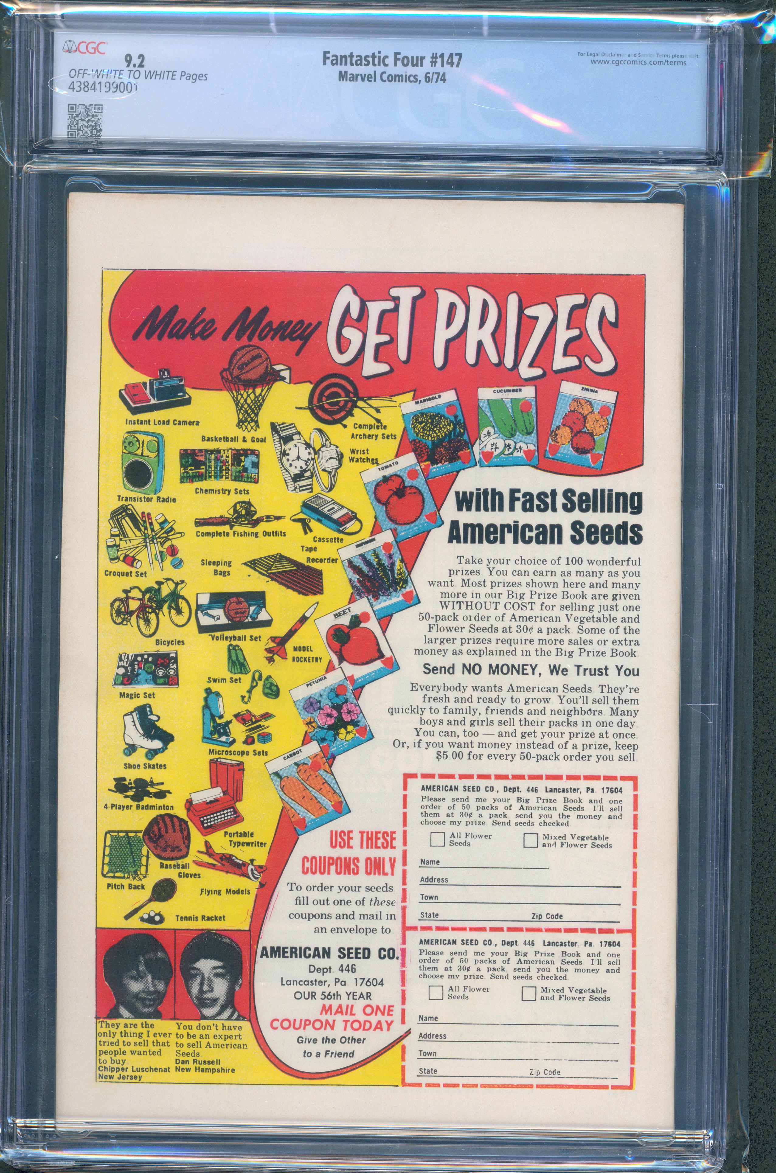 Fantastic Four #147 (Marvel, 1974) CGC 9.2