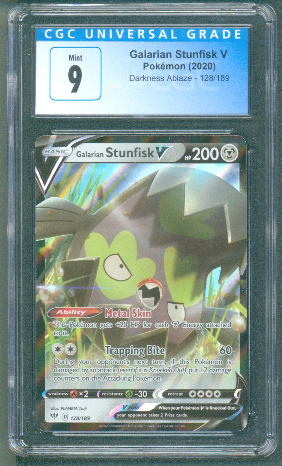 Galarian Stunfisk V 128/189 (Pokémon Darkness Ablaze, 2020) CGC 9