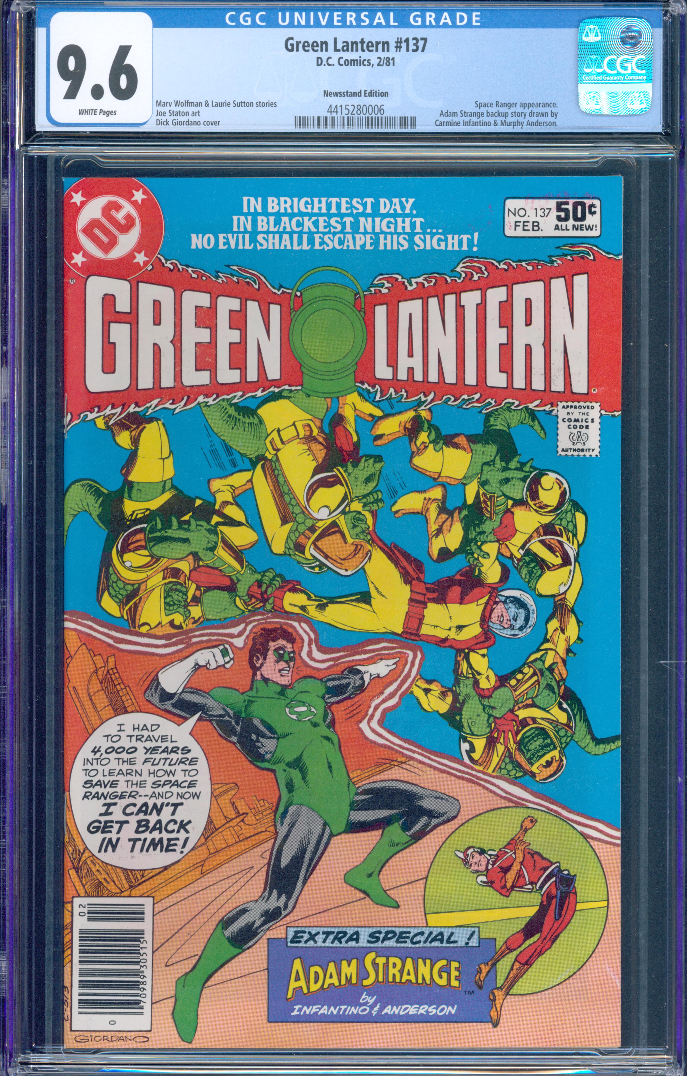 Green Lantern #137 Newsstand Edition (DC, 1981) CGC 9.6 White Pages