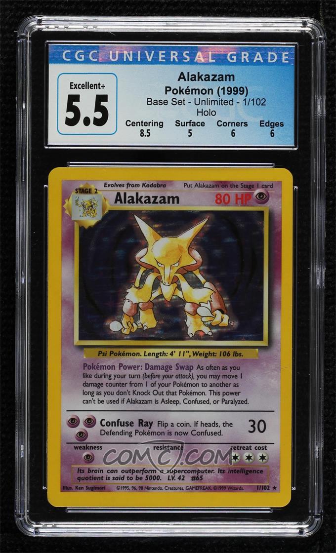 Alakazam #1/102 – Holo – Base Set Unlimited – CGC 5.5 EX+