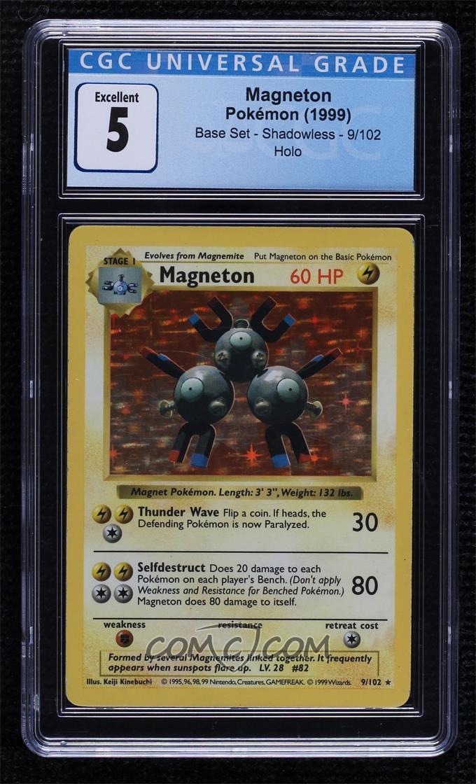 Magneton #9/102 – Shadowless Holo – Base Set – CGC 5 Excellent