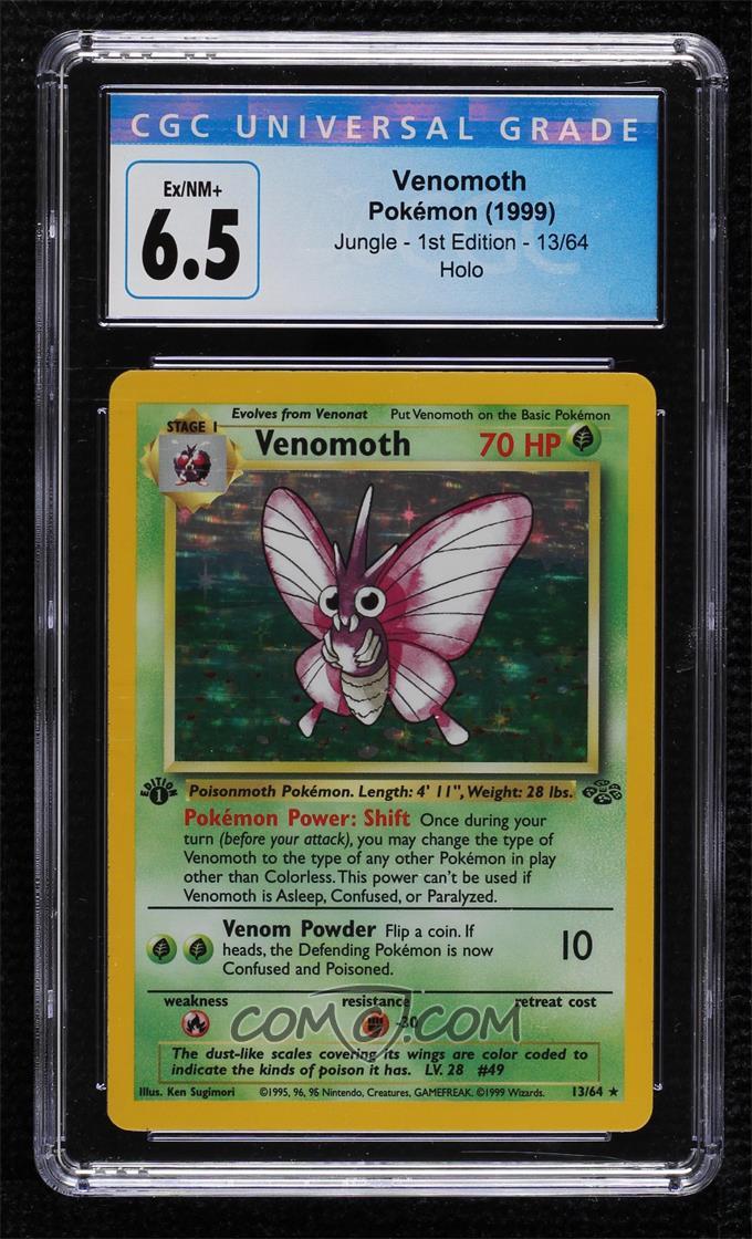 Venomoth #13/64 – 1st Edition Holo – Jungle – CGC 6.5 EX/NM+