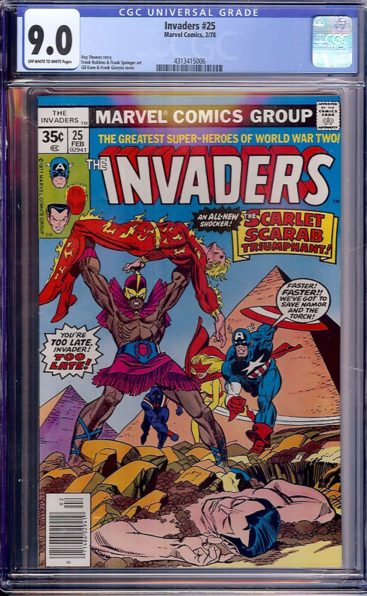 Invaders #25 (Feb 1978, Marvel) CGC 9.0