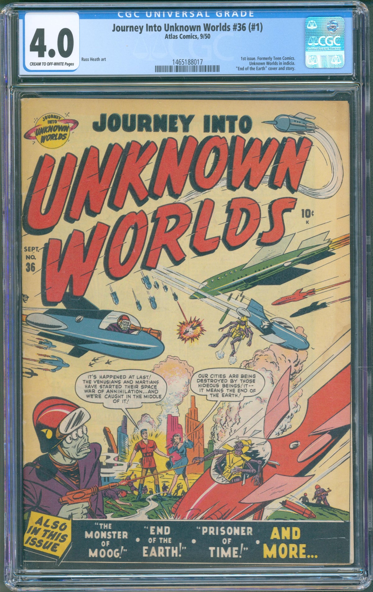 Journey Into Unknown Worlds #36 (Atlas, 1950) CGC 4.0 | First issue