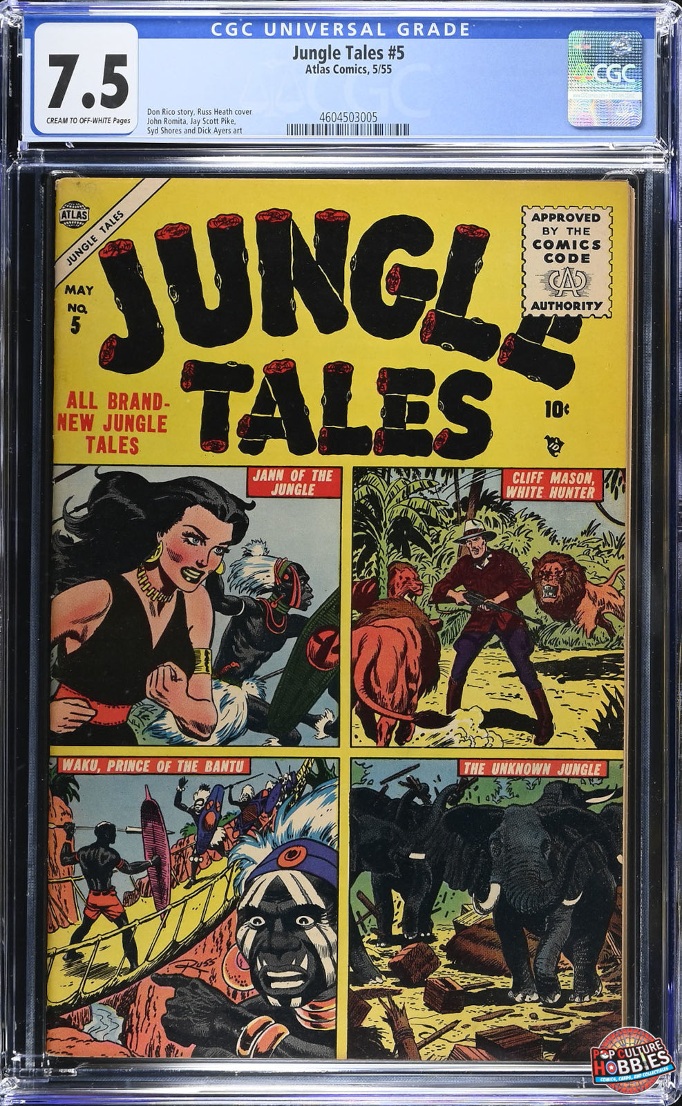 Jungle Tales #5 (May 1955, Atlas) CGC 7.5 – Russ Heath Cover