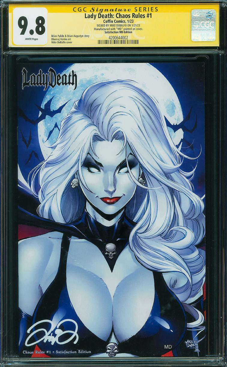 Lady Death: Chaos Rules #1 (2023) CGC SS 9.8 | Signed Mike DeBalfo | Satisfaction MD Edition