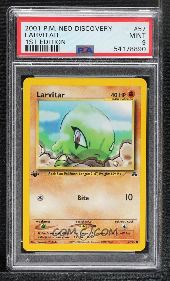Larvitar #57/75 – 1st Edition – Neo Discovery – PSA 9 Mint