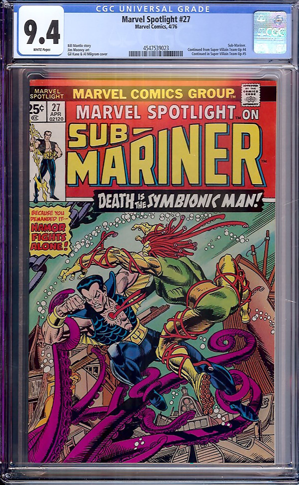 Marvel Spotlight #27 (Marvel, 1976) CGC 9.4 Sub-Mariner