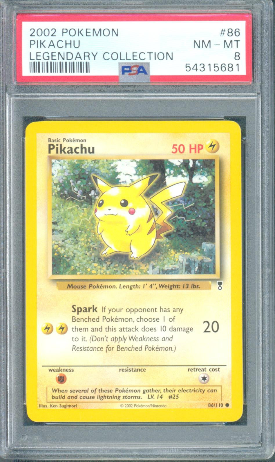 Pikachu #86 (Legendary Collection, 2002) PSA 8