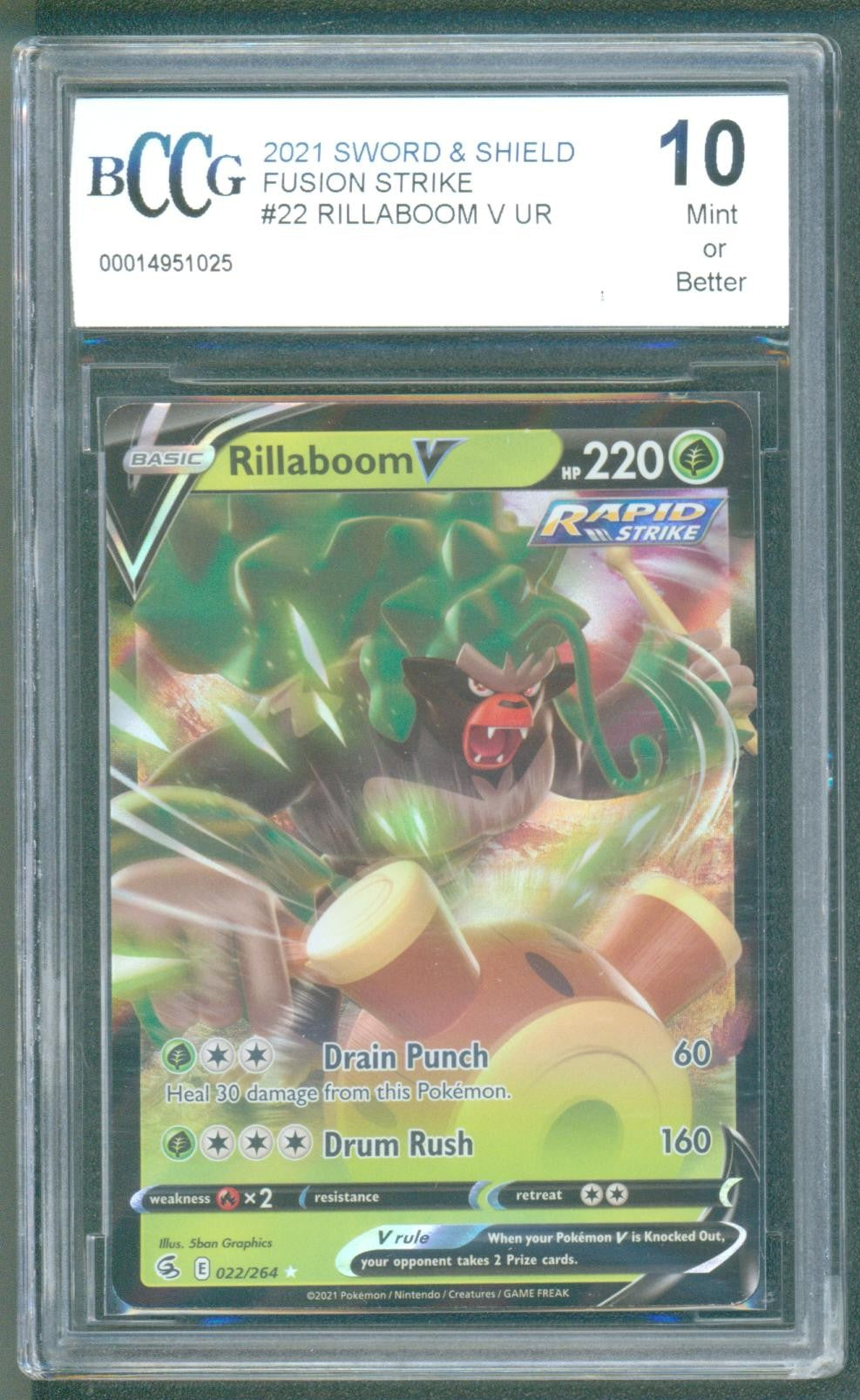 Rillaboom V 022/264 (Pokémon Fusion Strike, 2021) BCCG 10
