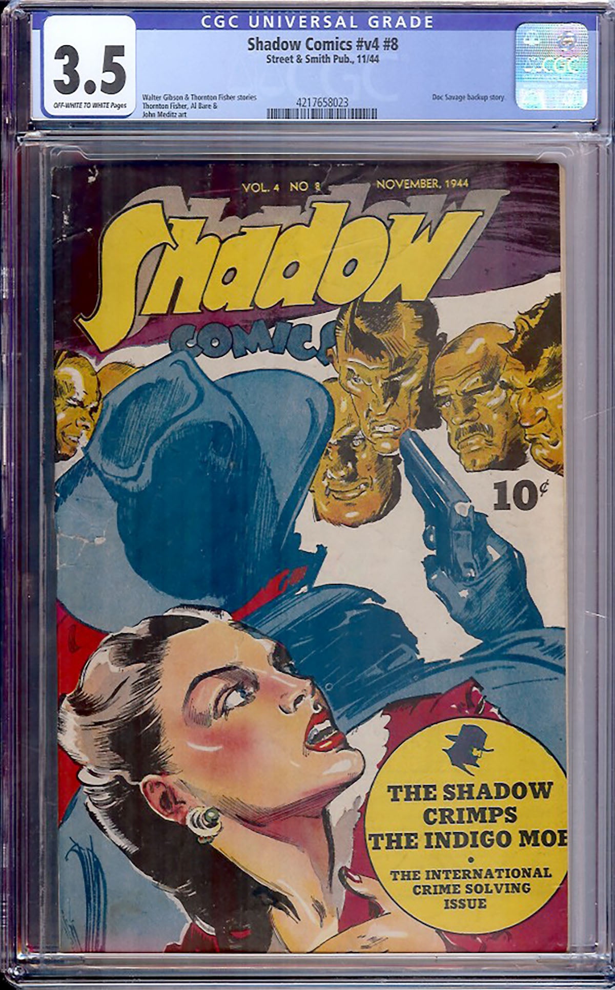 Shadow Comics Vol. 4 #8 (Street & Smith, 1944) CGC 3.5 Off-White to White Pages