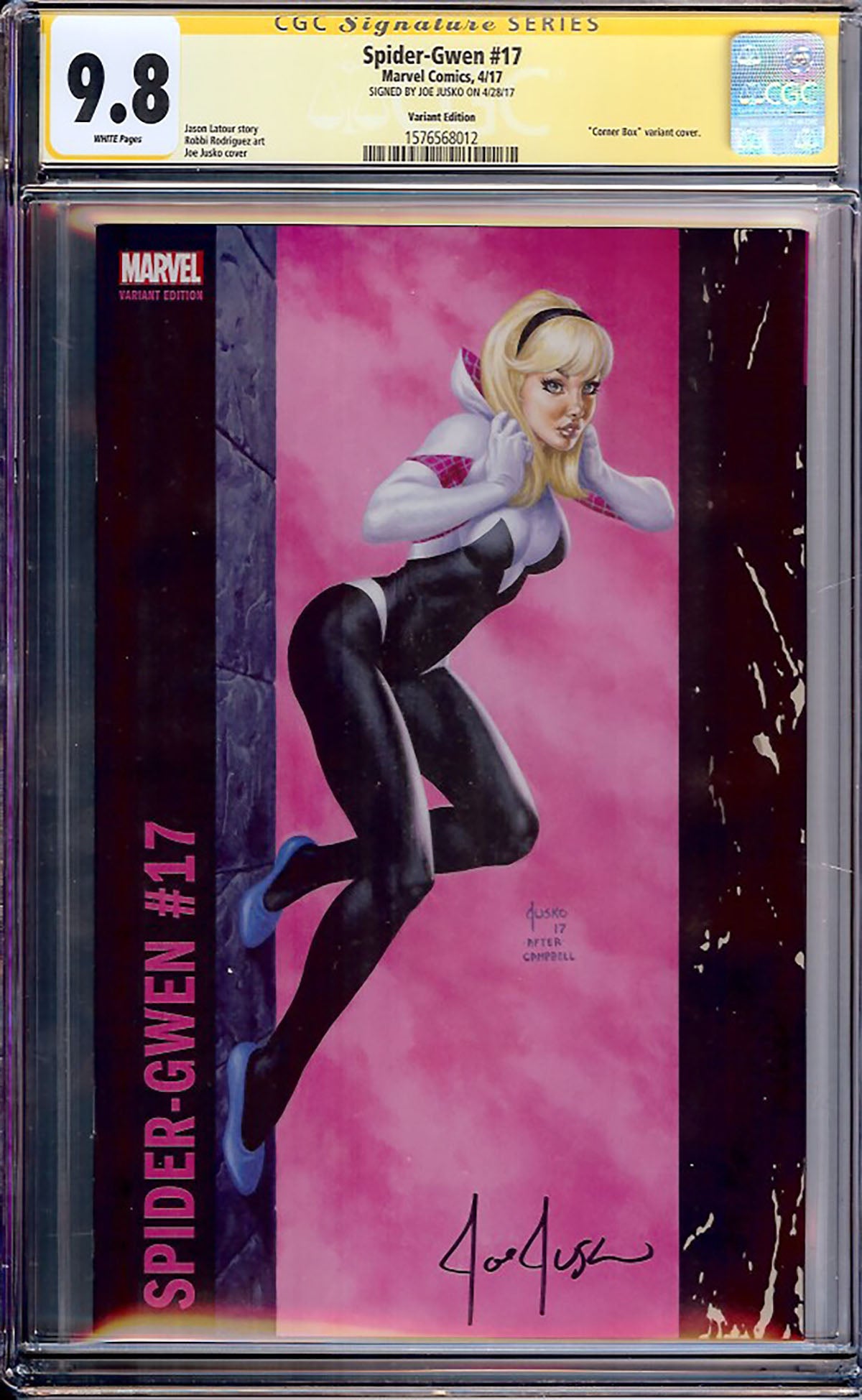 Spider-Gwen #17 (Marvel, 2017) CGC 9.8 SS Joe Jusko Variant