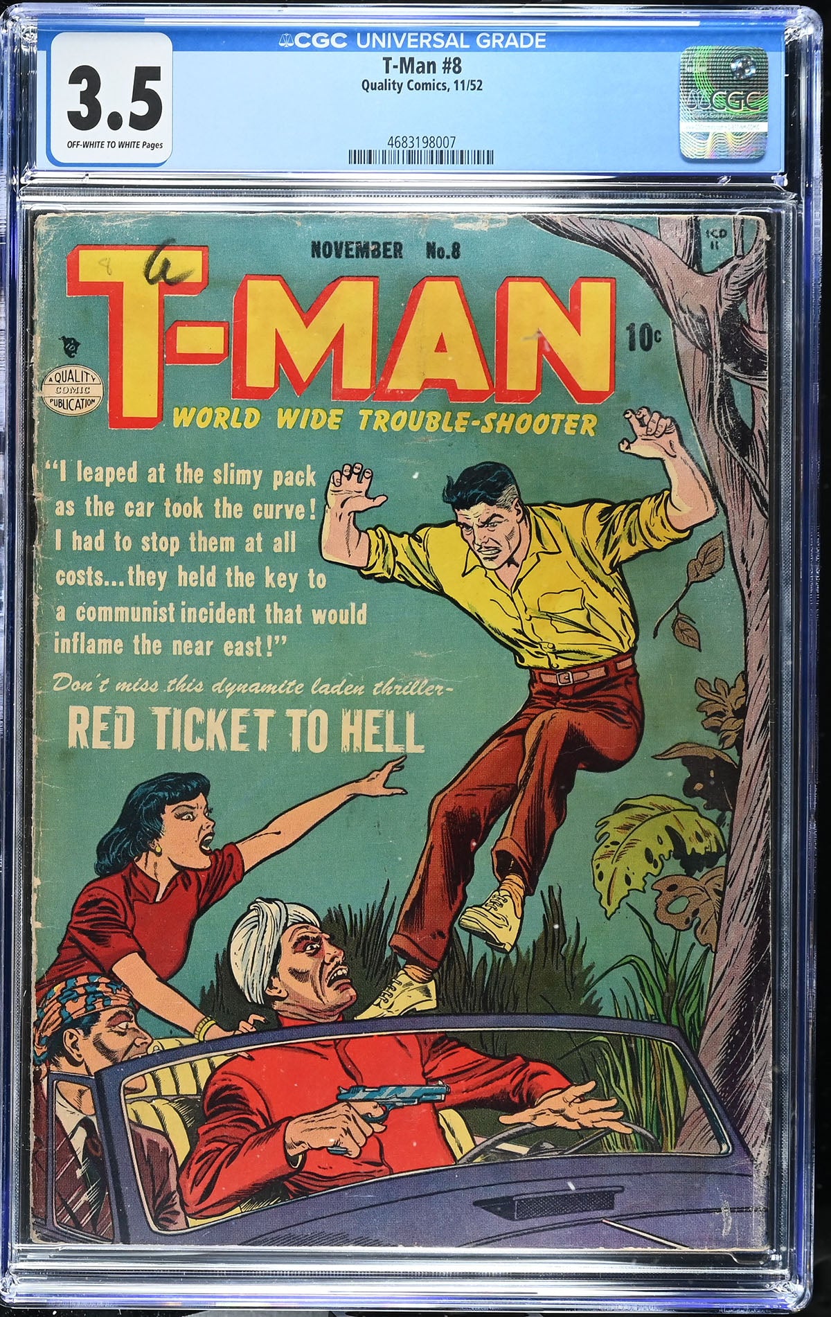 T-Man #8 (Quality Comics, 1952) CGC 3.5 Off-White to White Pages