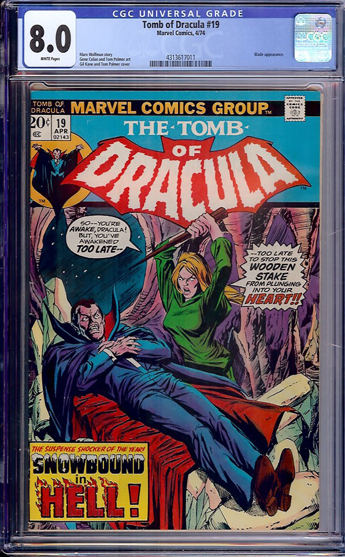 Tomb of Dracula #19 (Marvel, 1974) CGC 8.0 Blade