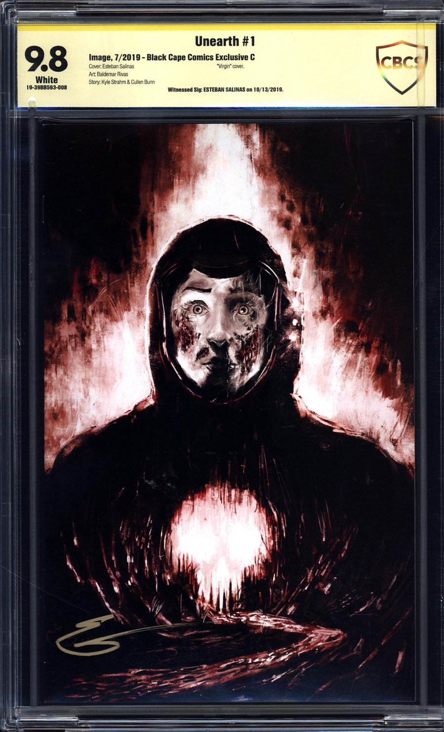 Unearth #1 Black Cape Virgin Variant CBCS 9.8 Signed Esteban Salinas