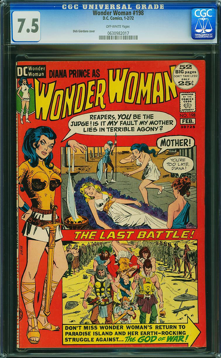 Wonder Woman #198 (1972, DC) CGC 7.5 Diana Prince Bronze Age