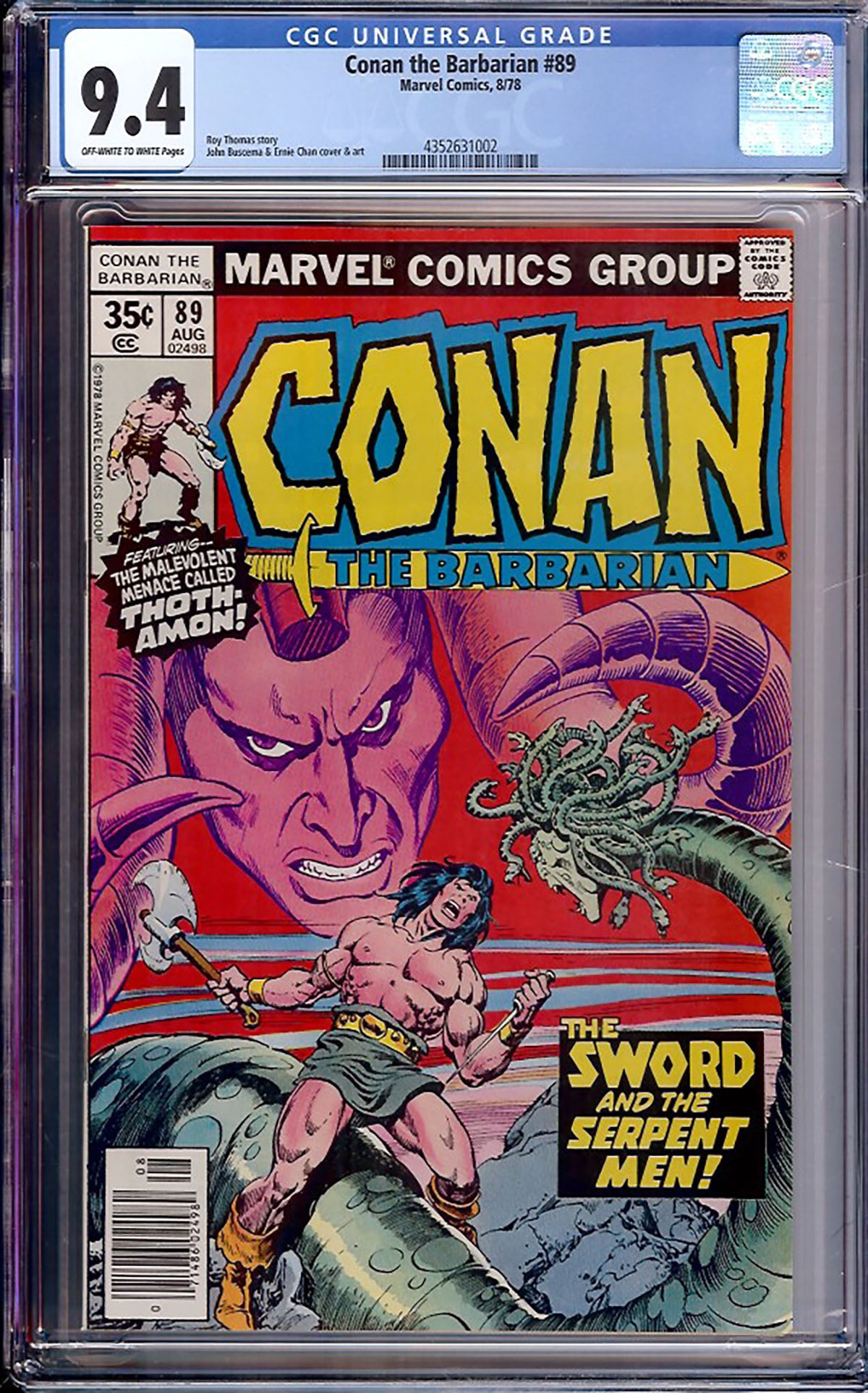 Conan the Barbarian #89 (1978, Marvel Comics) CGC 9.4