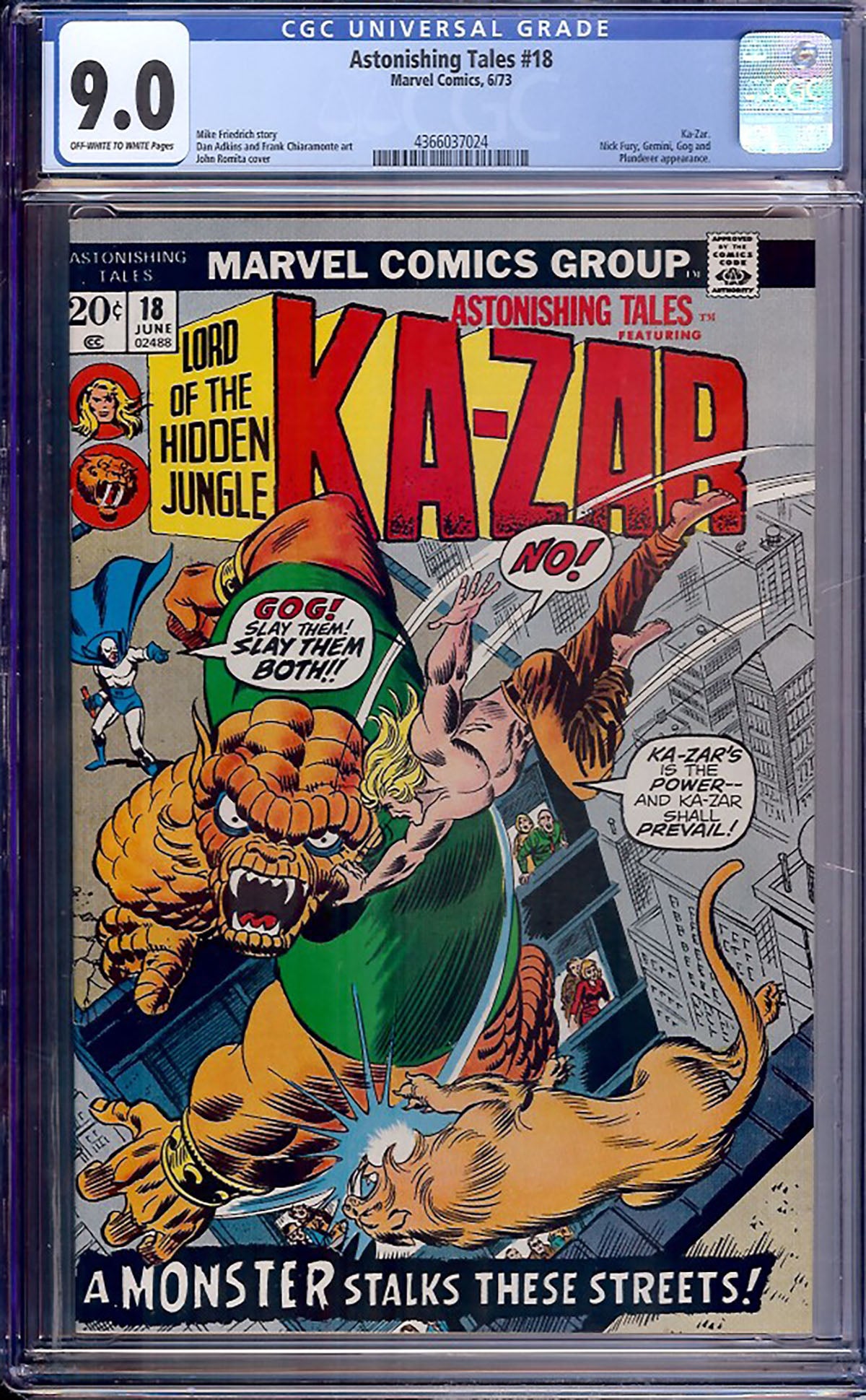 Astonishing Tales #18 (1973, Marvel) CGC 9.0