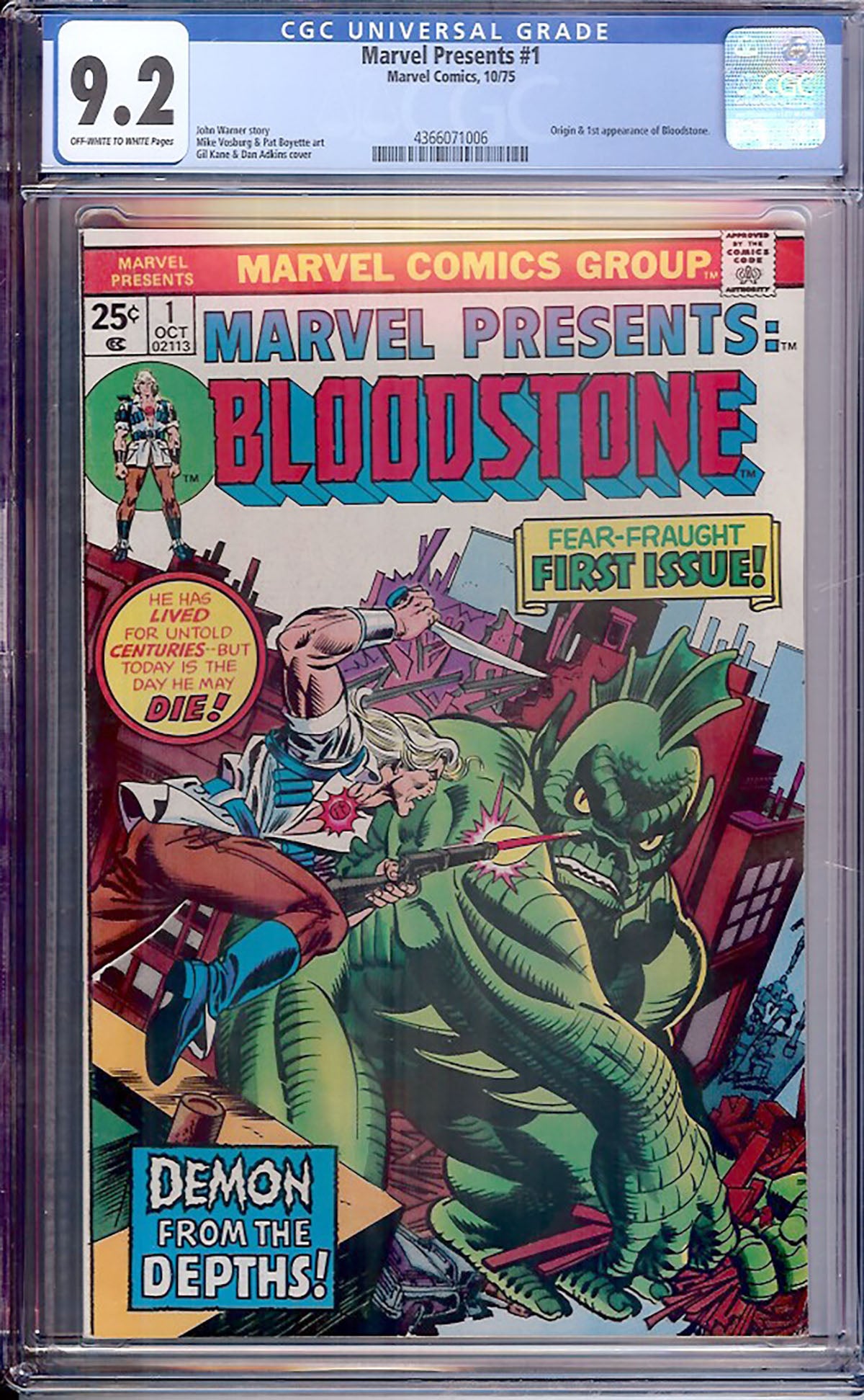 Marvel Presents #1 (Oct 1975, Marvel) CGC 9.2