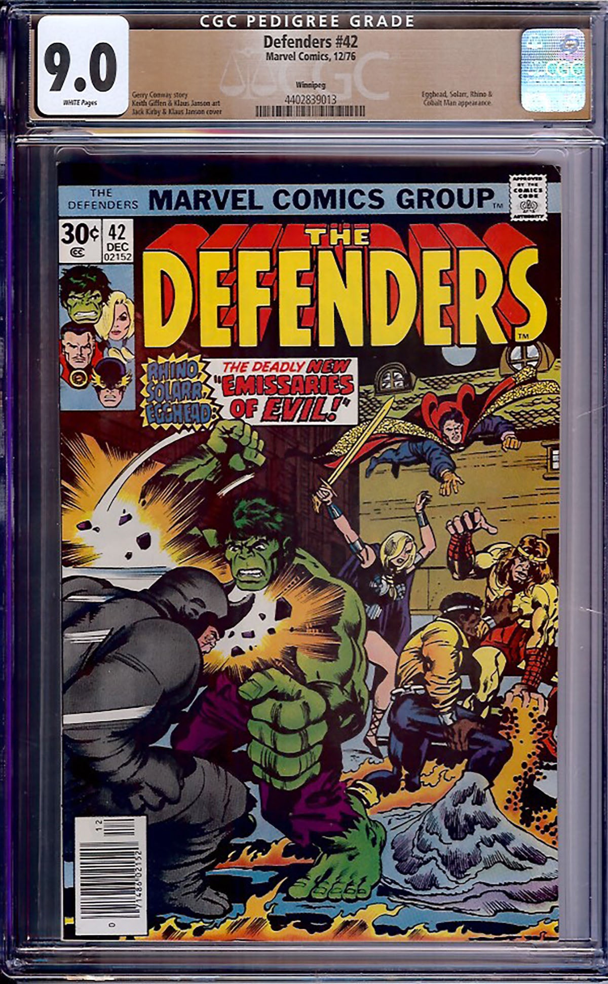 Defenders #42 (1976, Marvel Comics) CGC 9.0