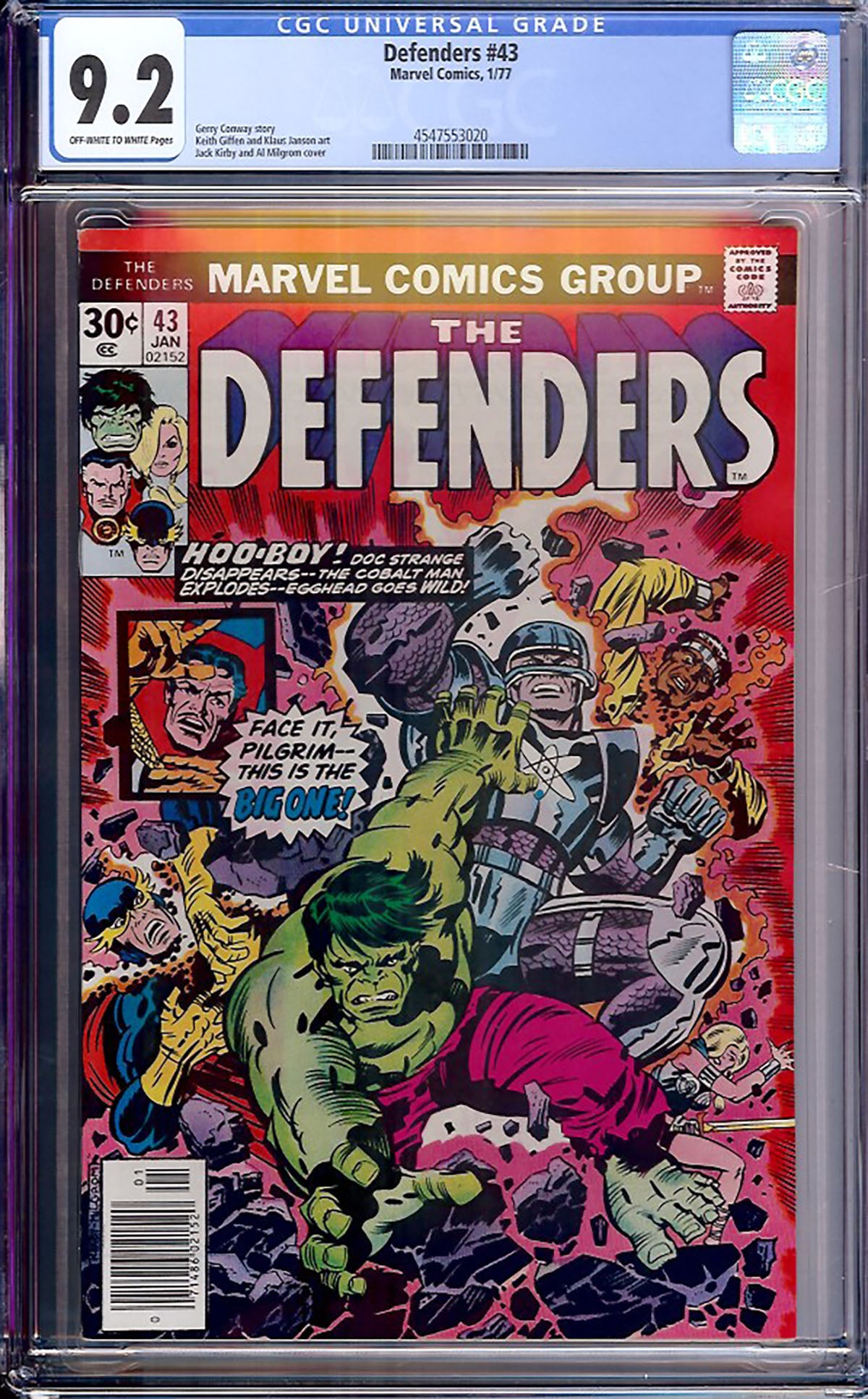 Defenders #43 (1977, Marvel Comics) CGC 9.2