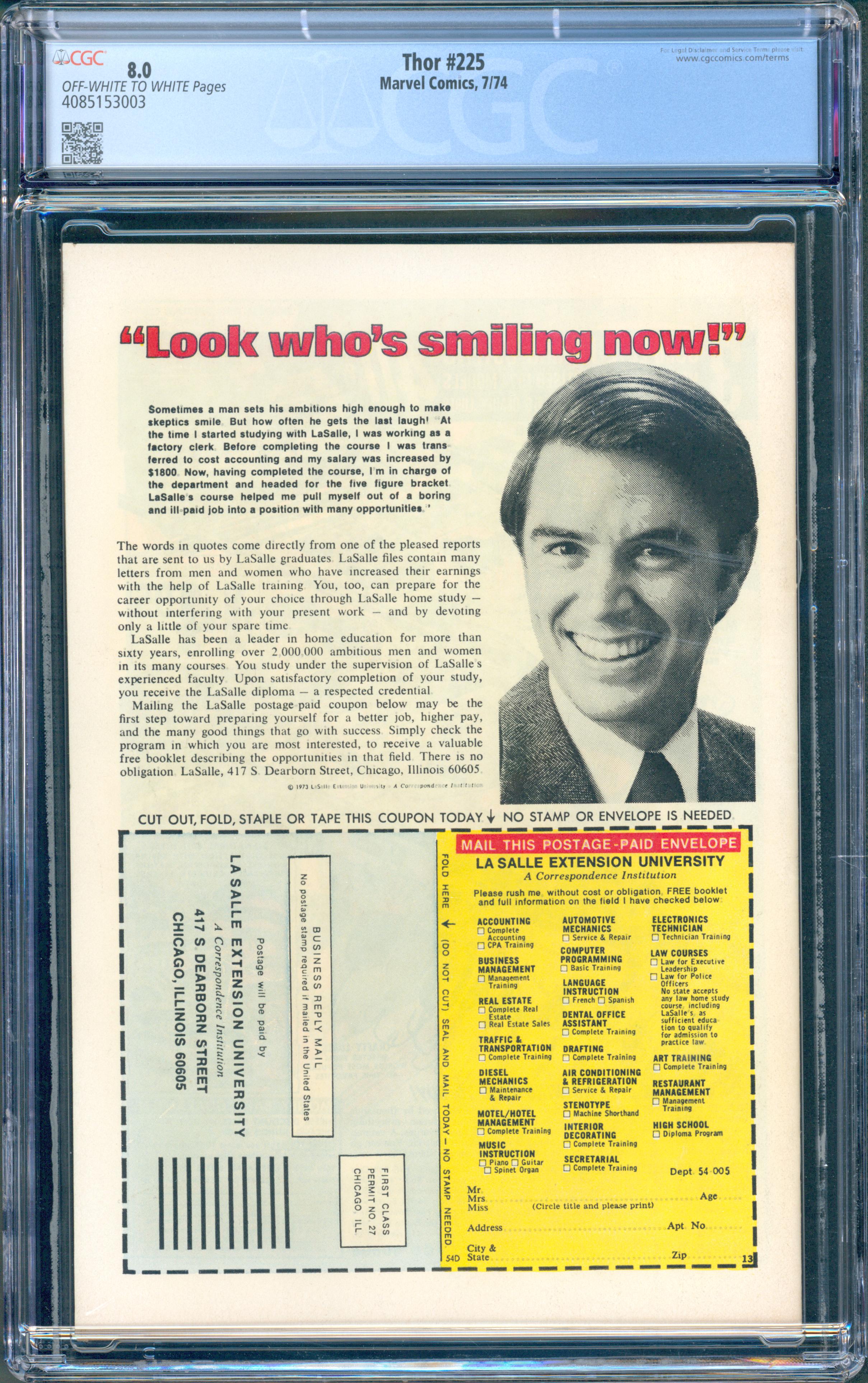 Thor #225 (Marvel, 1974) CGC 8.0 OW/W Pages – 1st Firelord