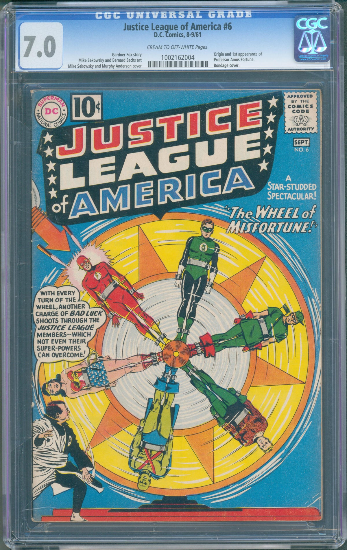 Justice League of America #6 (DC, 1961) CGC 7.0 | Origin and first appearance of Professor Amos Fortune