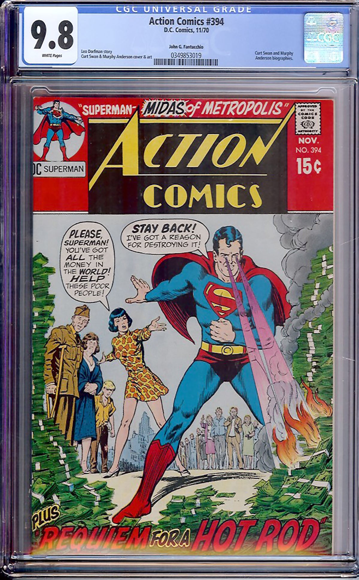 Action Comics #394 (DC, 1970) CGC 9.8 White Pages – HIGHEST GRADED!