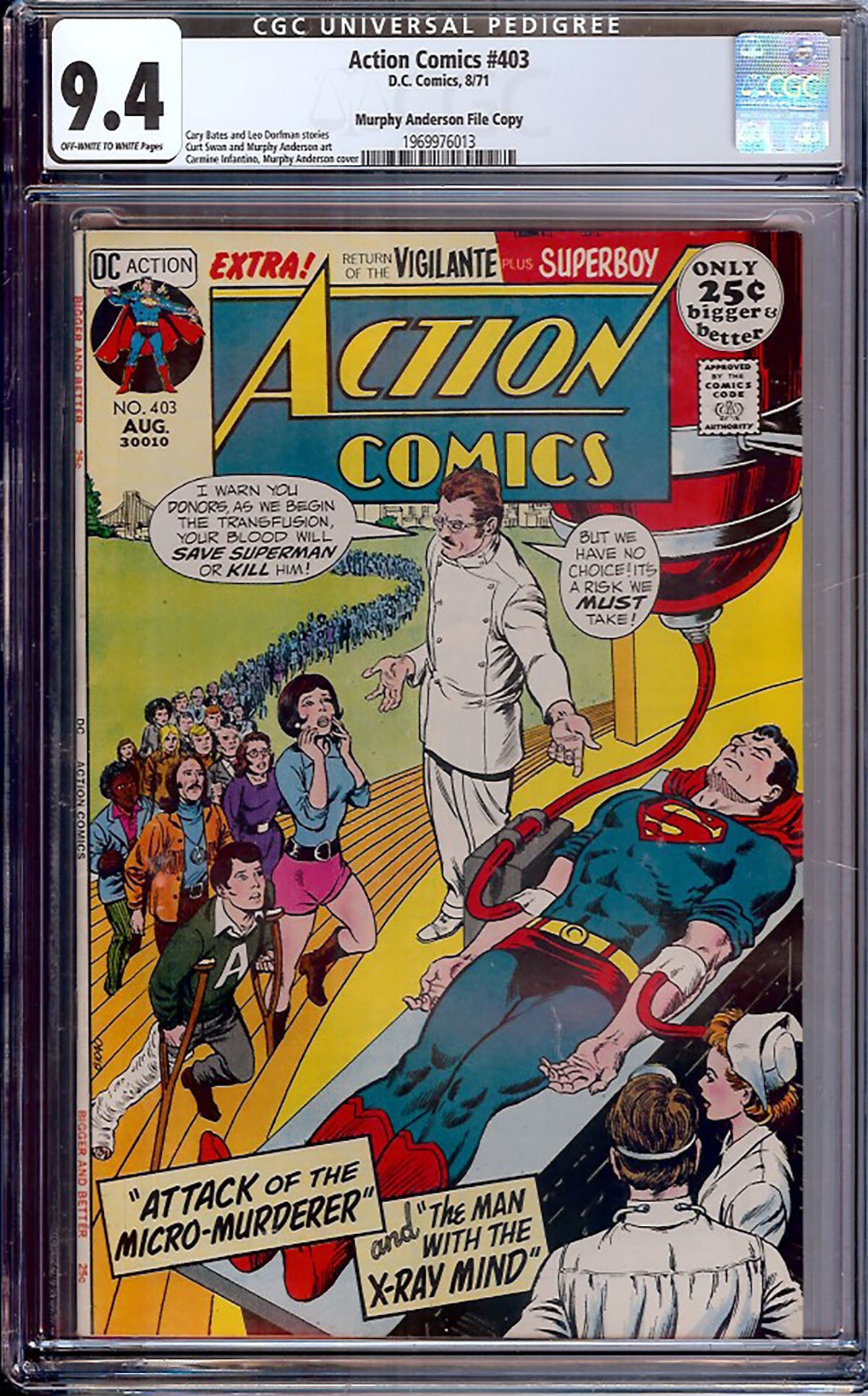 Action Comics #403 (DC 1971) CGC 9.4 Murphy Anderson File Copy Pedigree