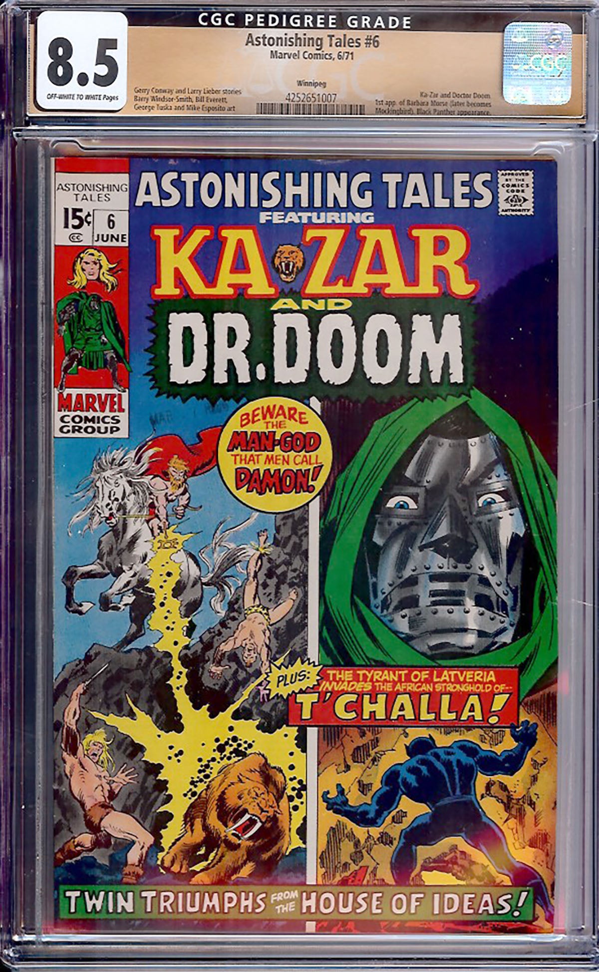 Astonishing Tales #6 (Marvel Comics, 1971) CGC 8.5