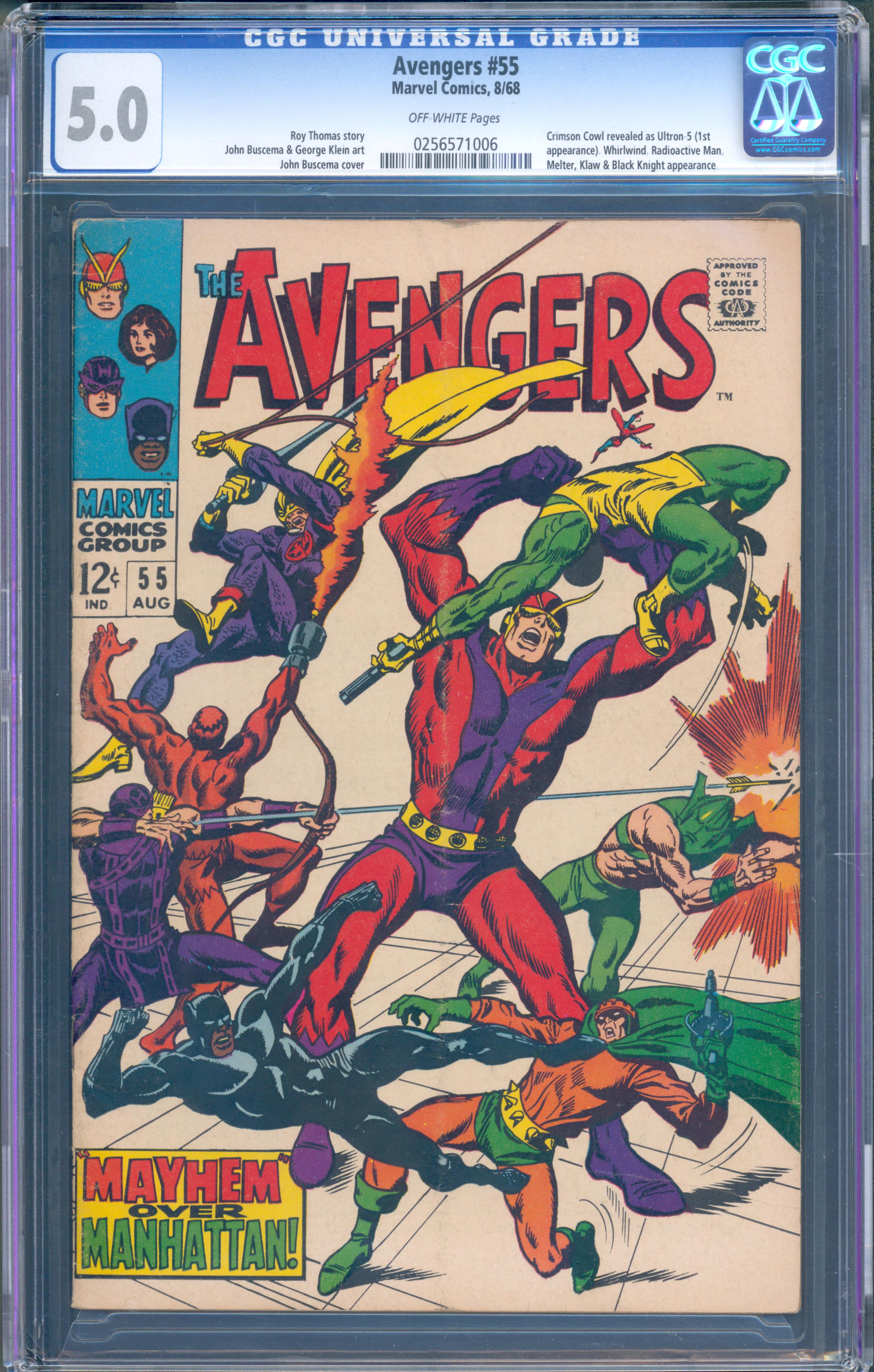 Avengers #55 (August 1968, Marvel) CGC 5.0