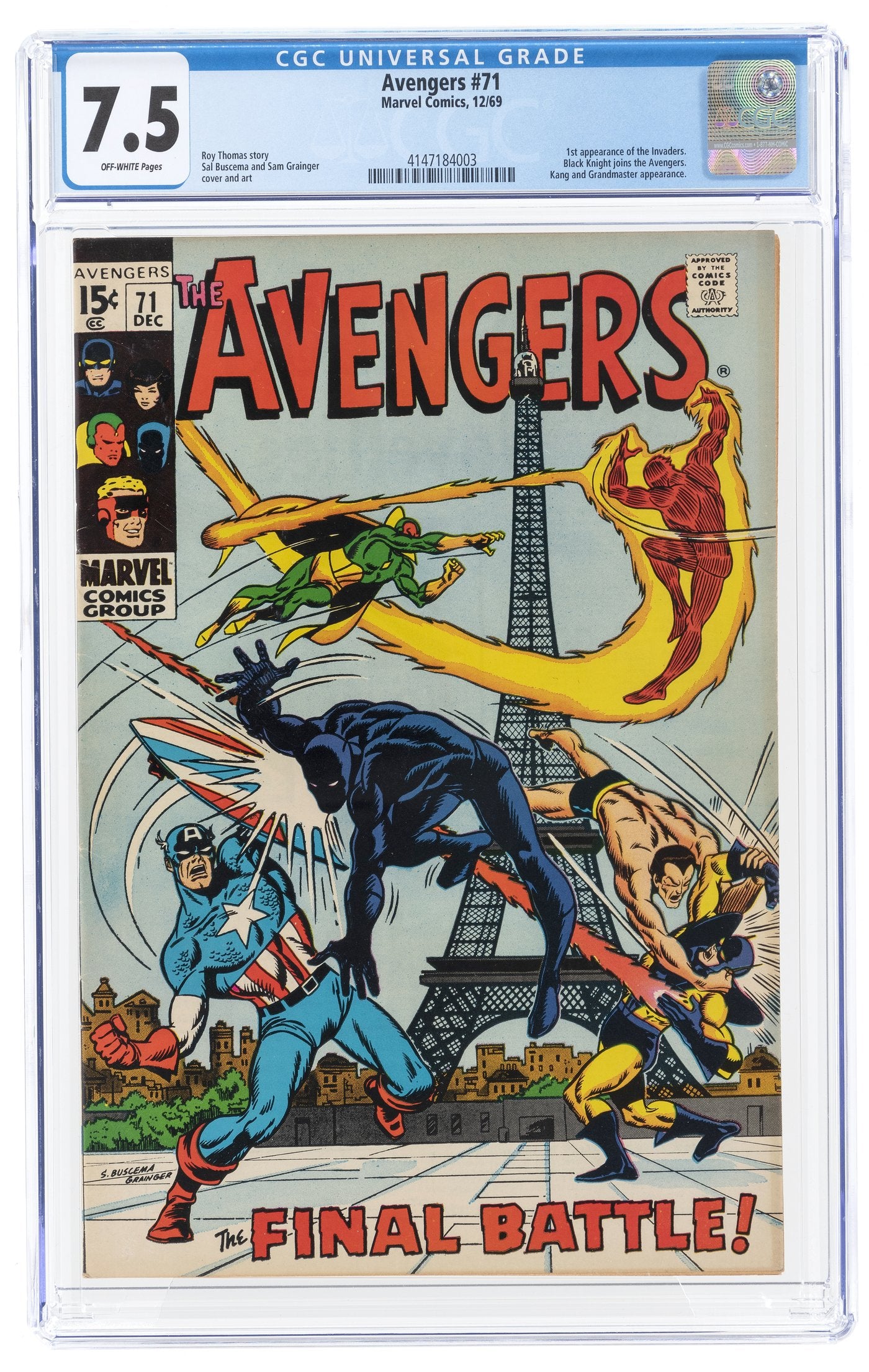 Avengers #71 (December 1969, Marvel) CGC 7.5