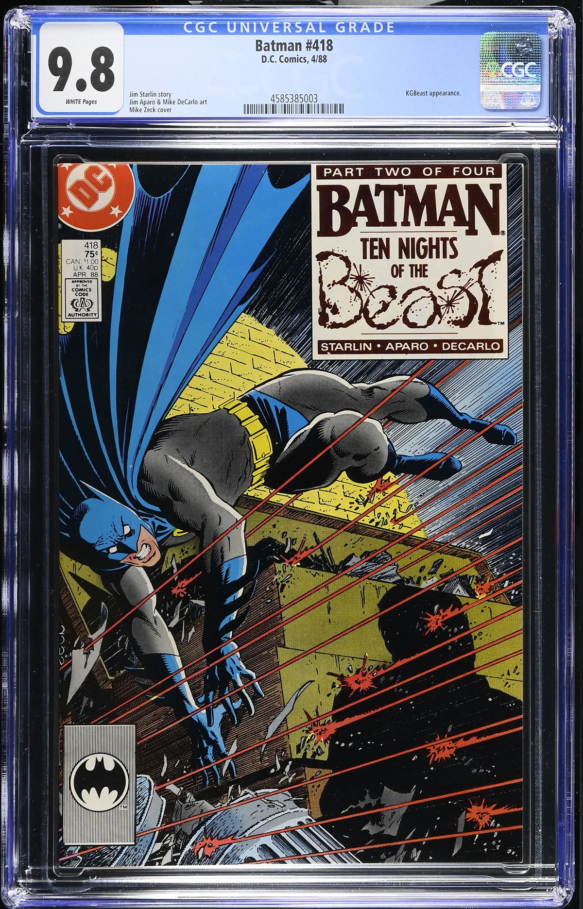 Batman #418 (DC, 1988) CGC 9.8 White Pages – Highest Graded