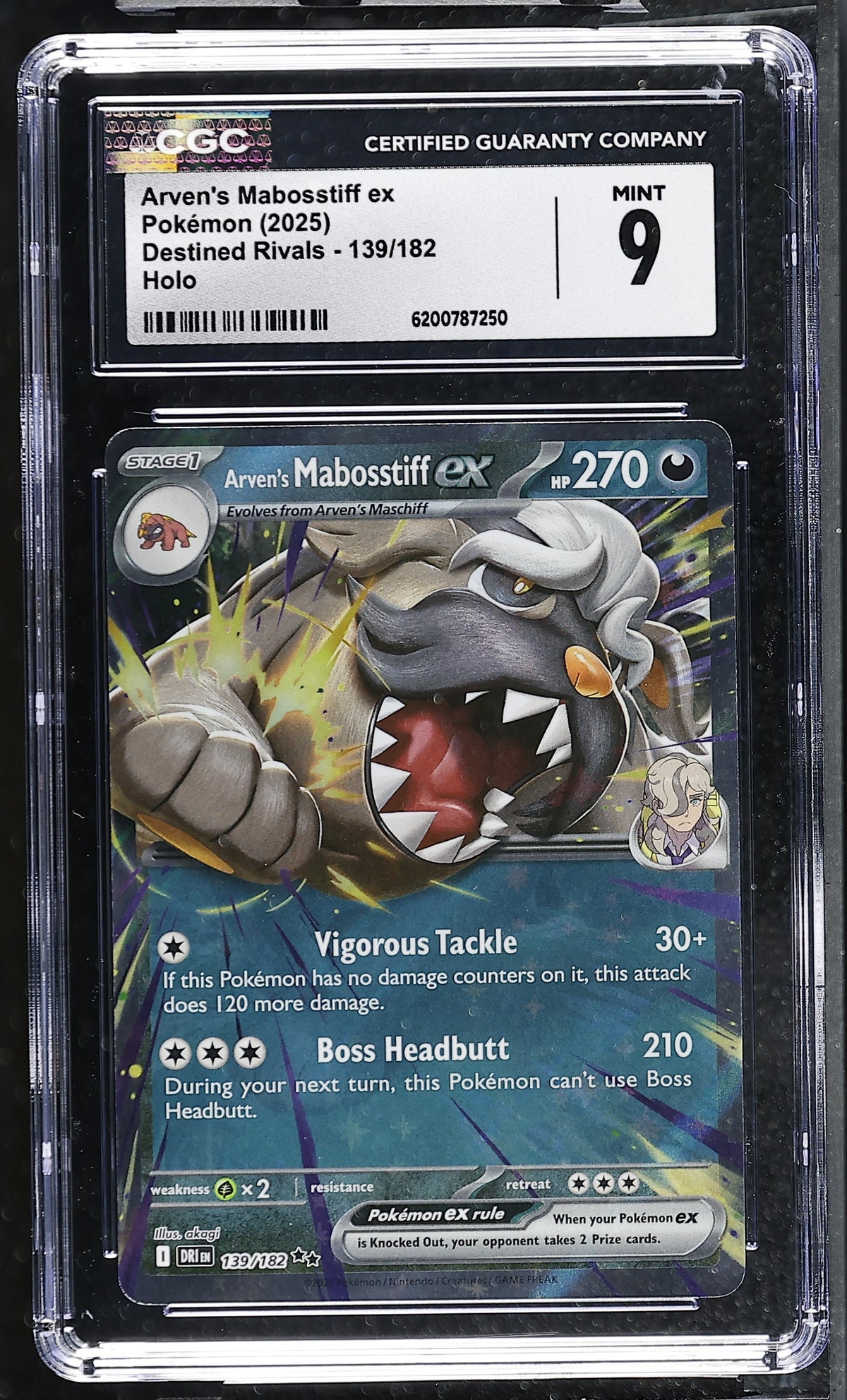 Arven’s Mabosstiff ex 139/182 Double Rare – Destined Rivals (2025) CGC 9